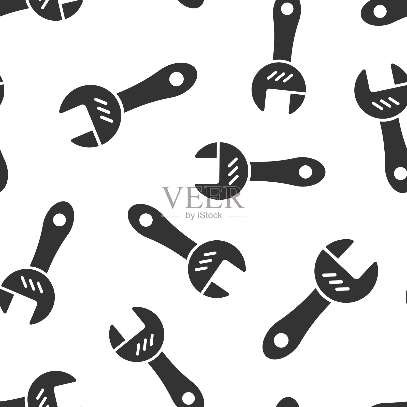 扳手图标在平式扳手键上的白色插画图片素材