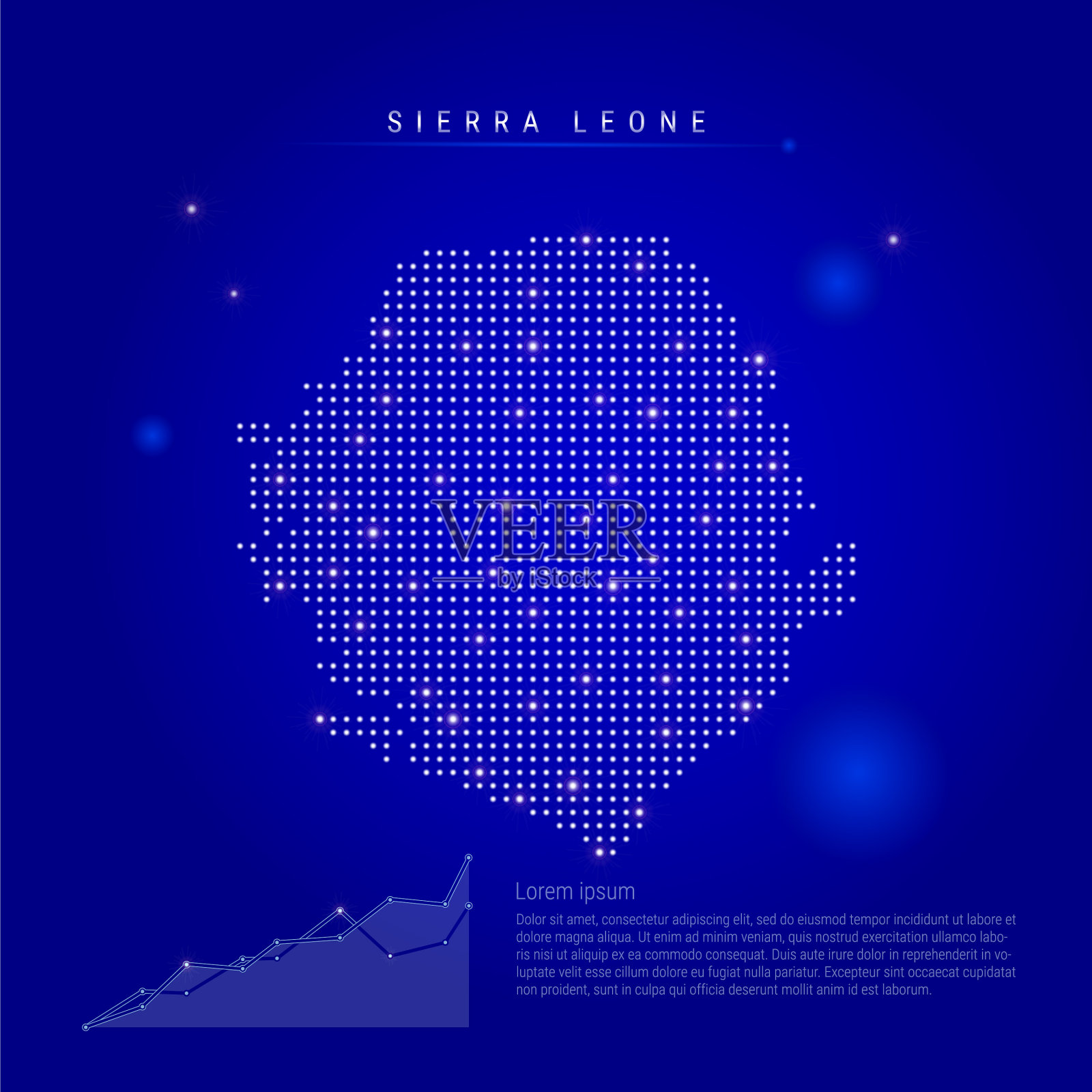塞拉利昂的发光点照亮地图插画图片素材