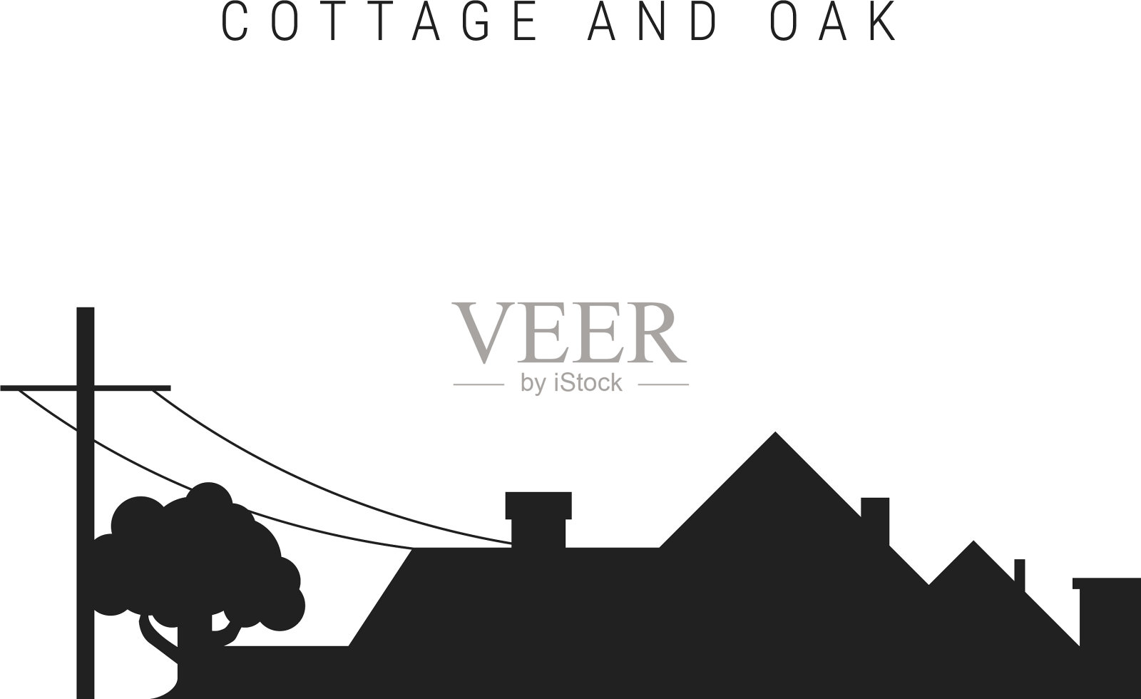 黑色轮廓rocottage插画图片素材