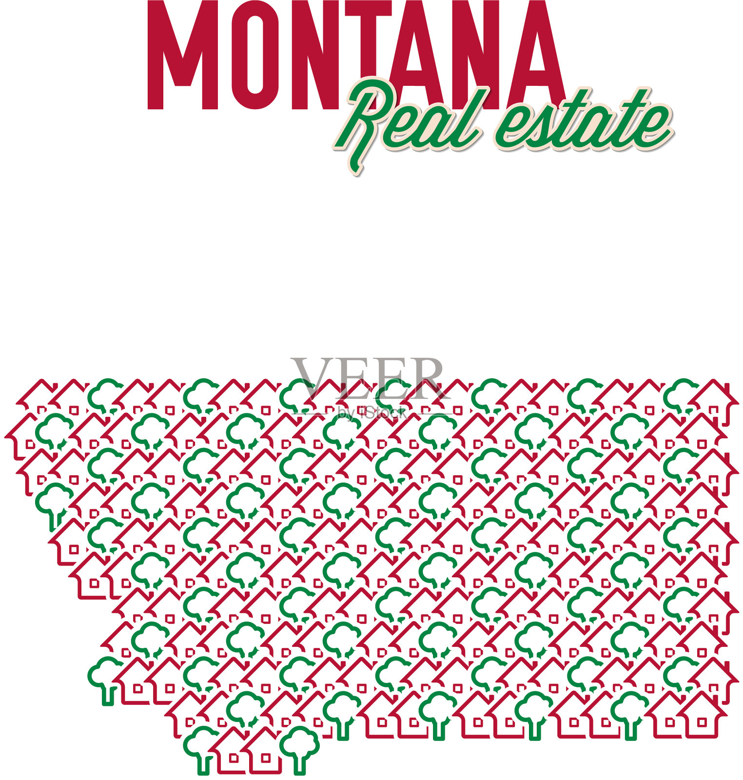 蒙大拿房地产地图文字设计插画图片素材