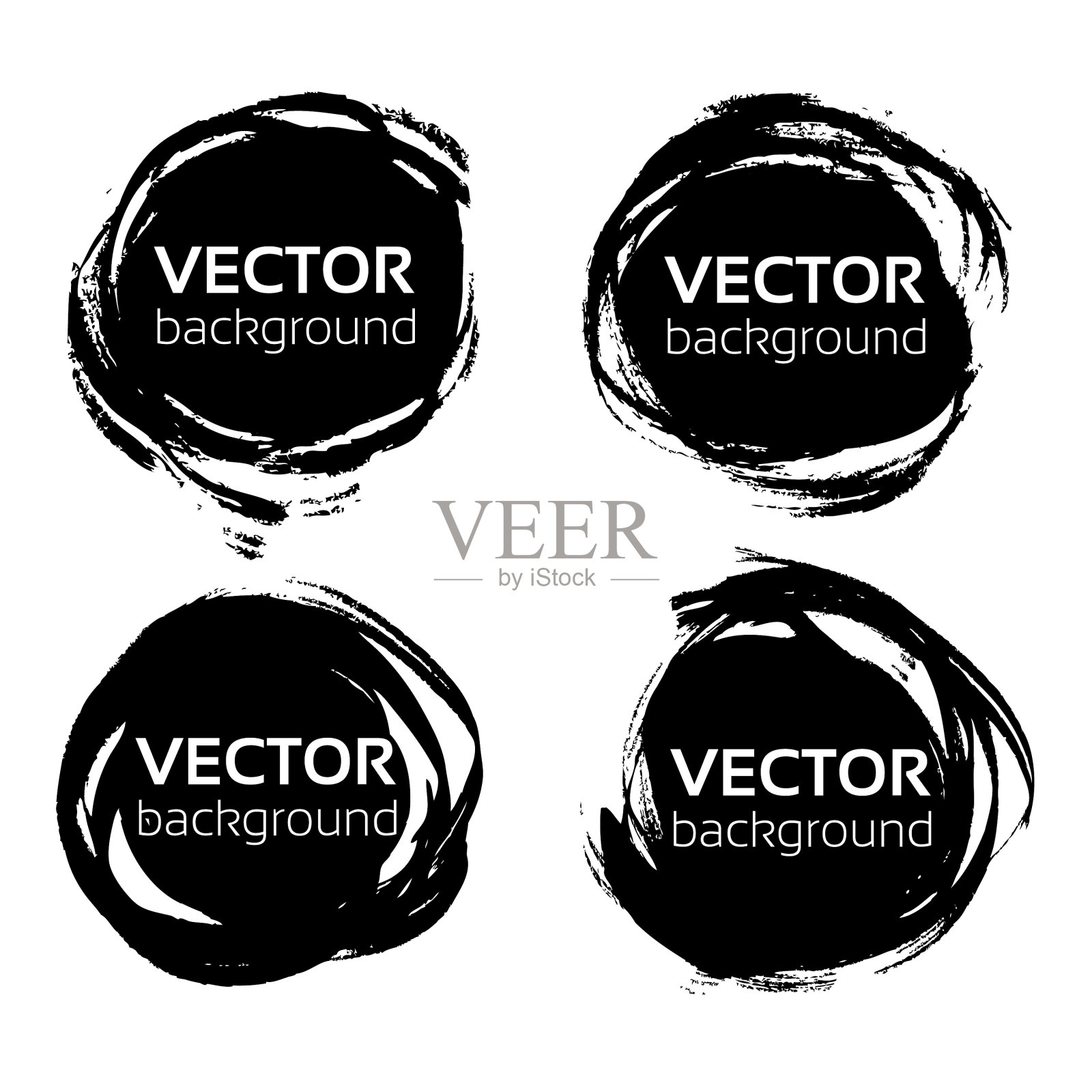 抽象的黑色纹理圆笔触孤立插画图片素材