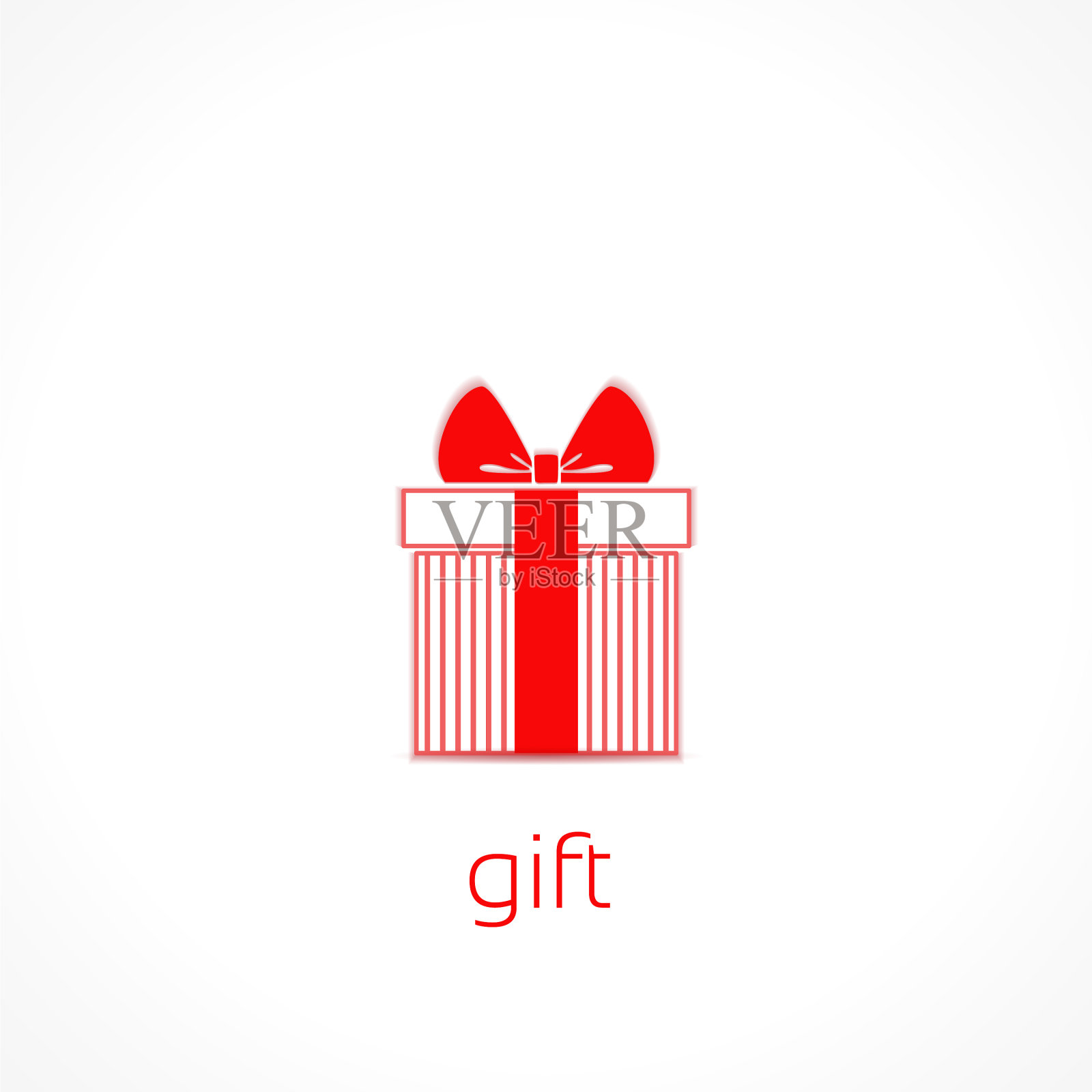 一个白色的礼物，一个红色的丝带和一个蝴蝶结孤立插画图片素材