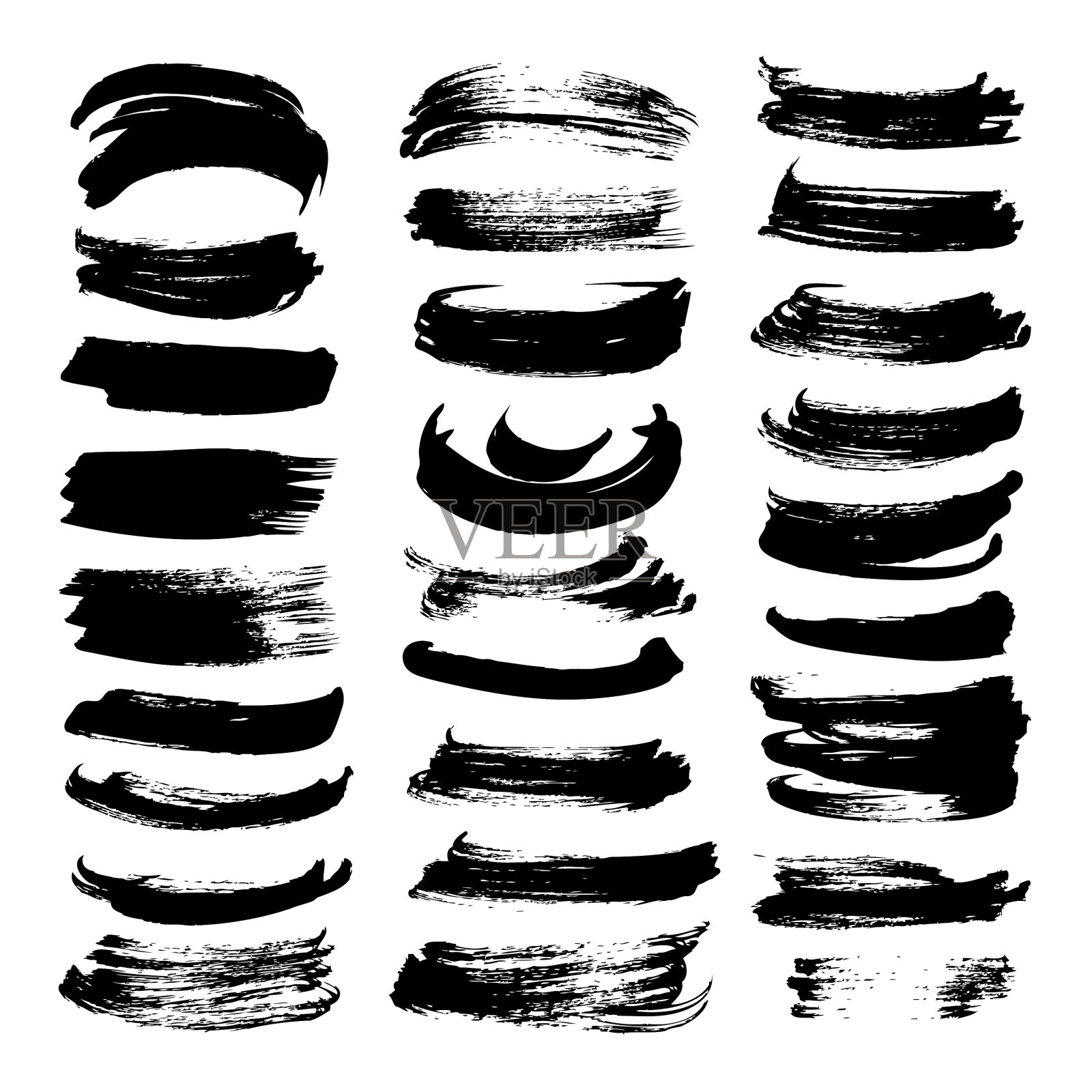 黑色的笔触将干漆隔离在白色上插画图片素材