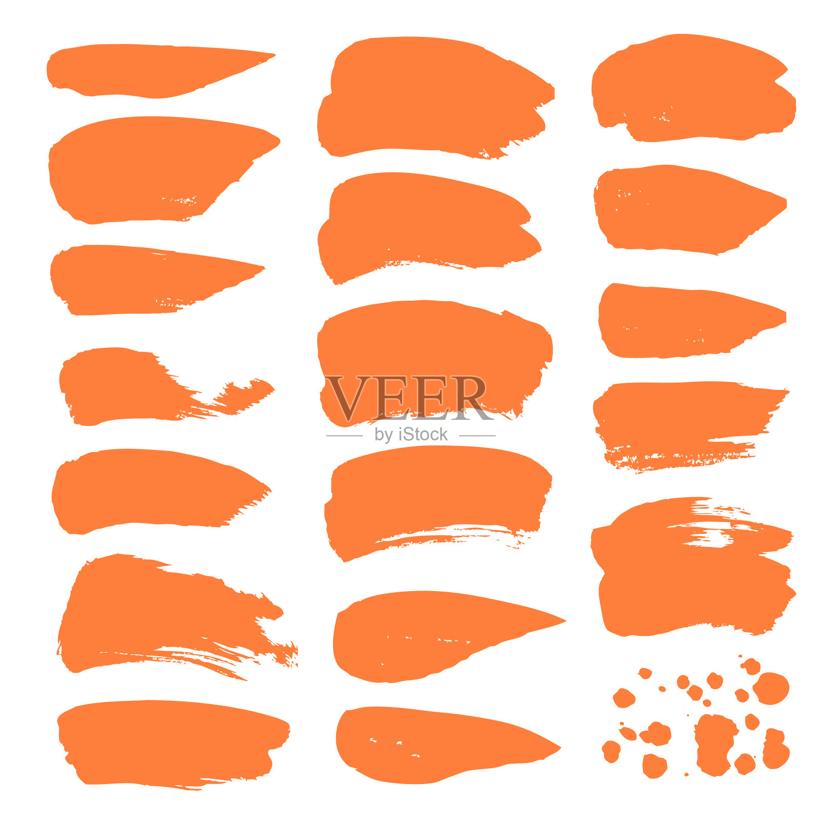 纹理橙色短笔触设置隔离插画图片素材