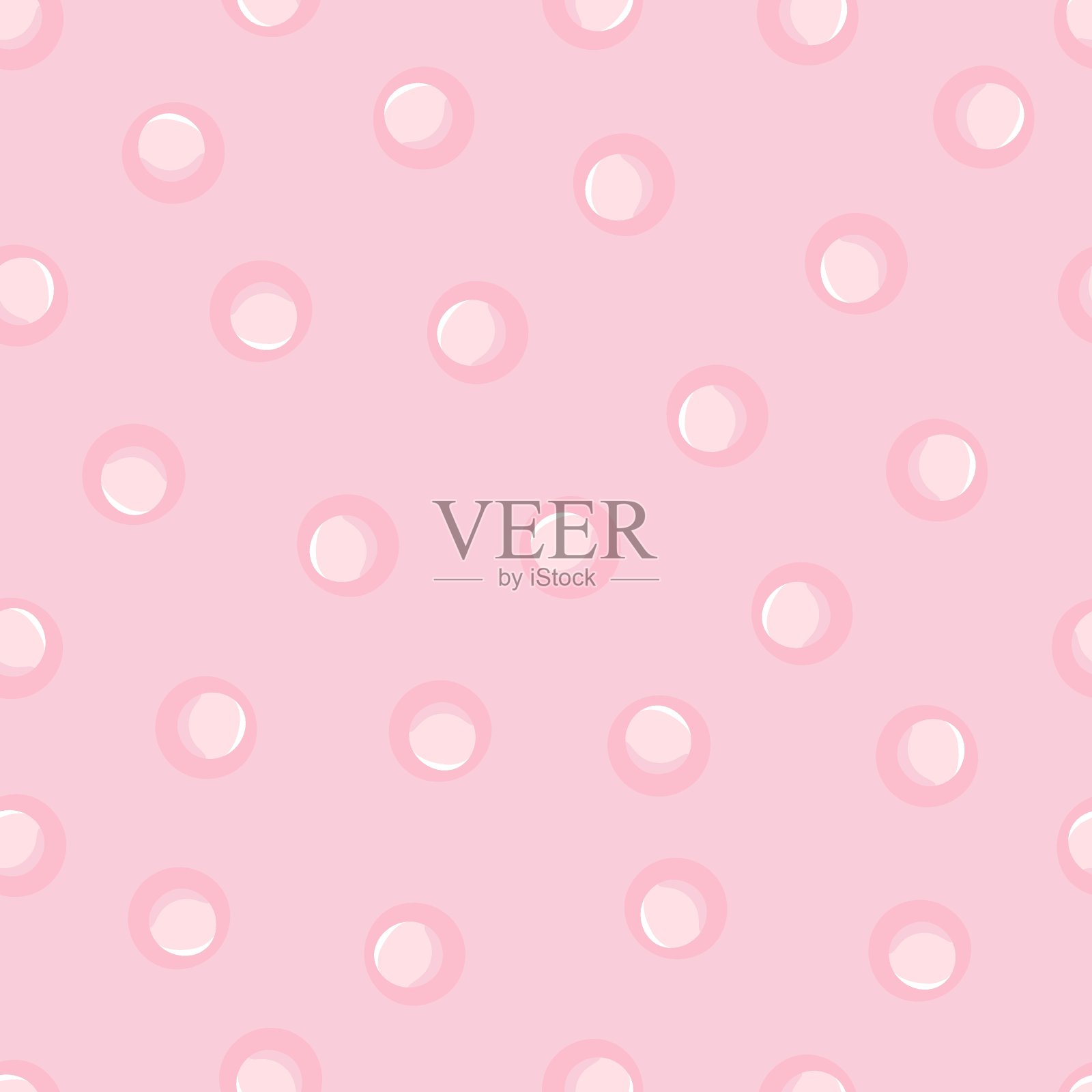 无缝情人节图案与粉红色珍珠珠。浅粉色矢量背景，婴儿淋浴邀请，少女包装纸，卡片，织物等。插画图片素材