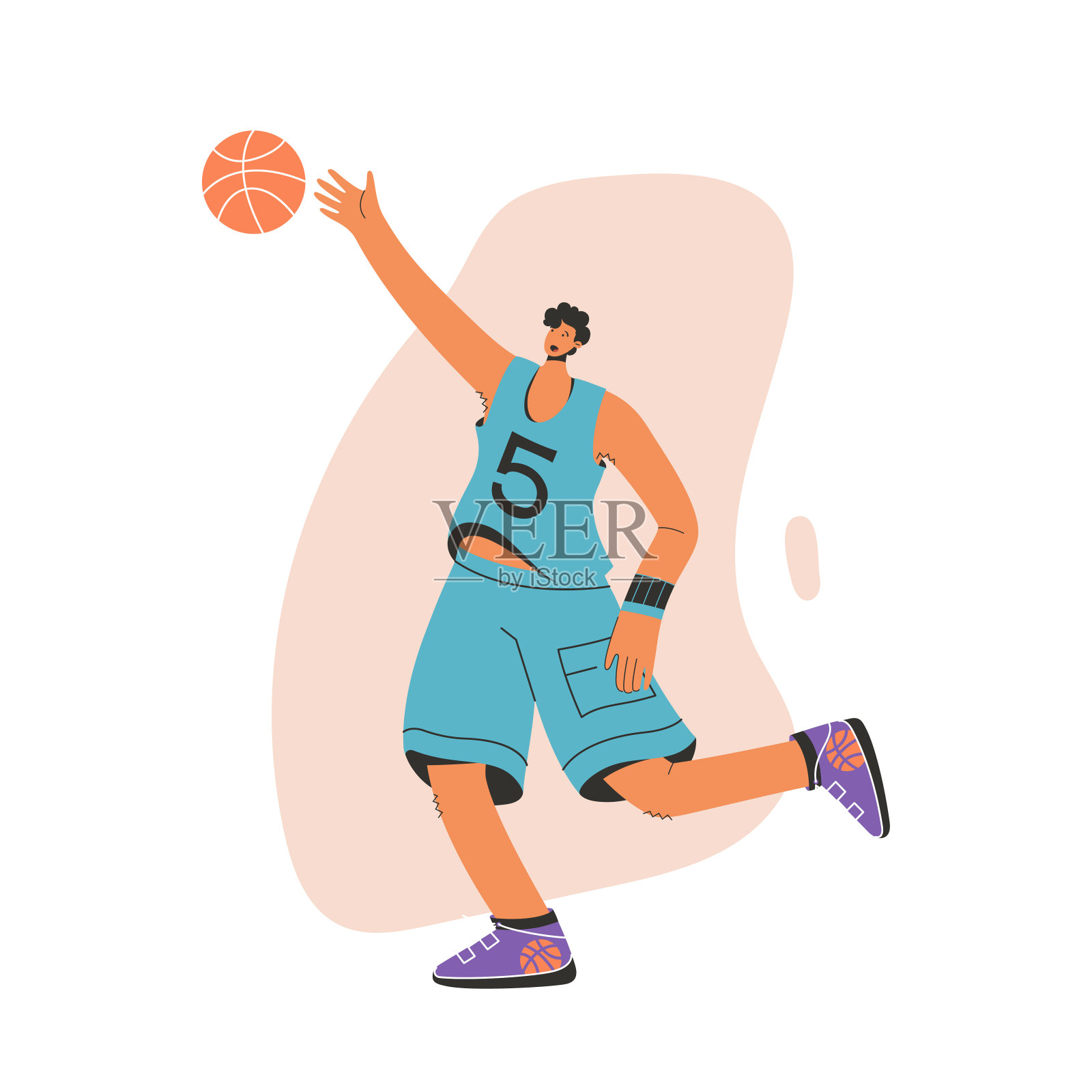 穿制服接球的篮球运动员插画图片素材