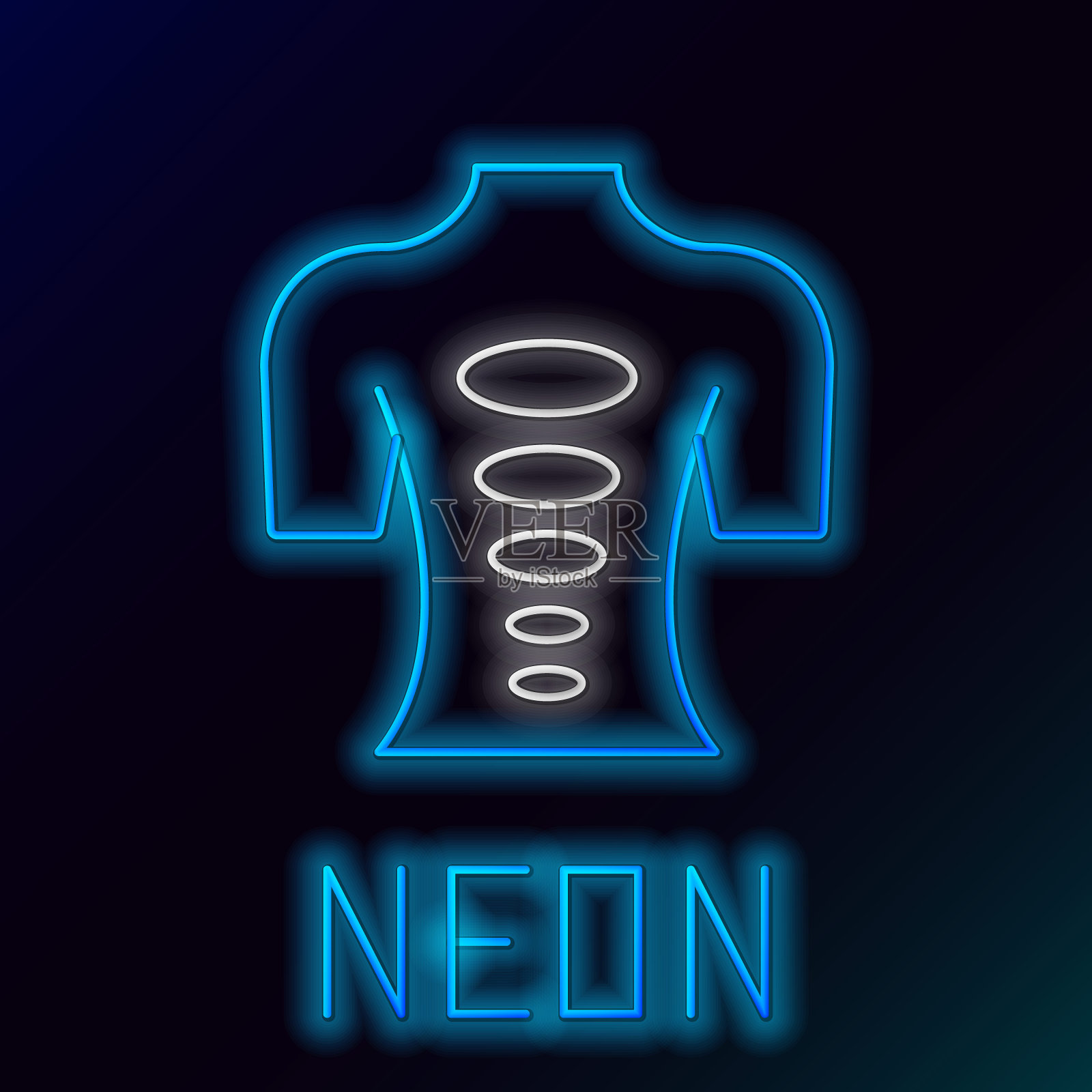 发光的霓虹灯线按摩石治疗图标孤立在黑色背景。放松、休闲。色彩斑斓的轮廓的概念。向量插画图片素材