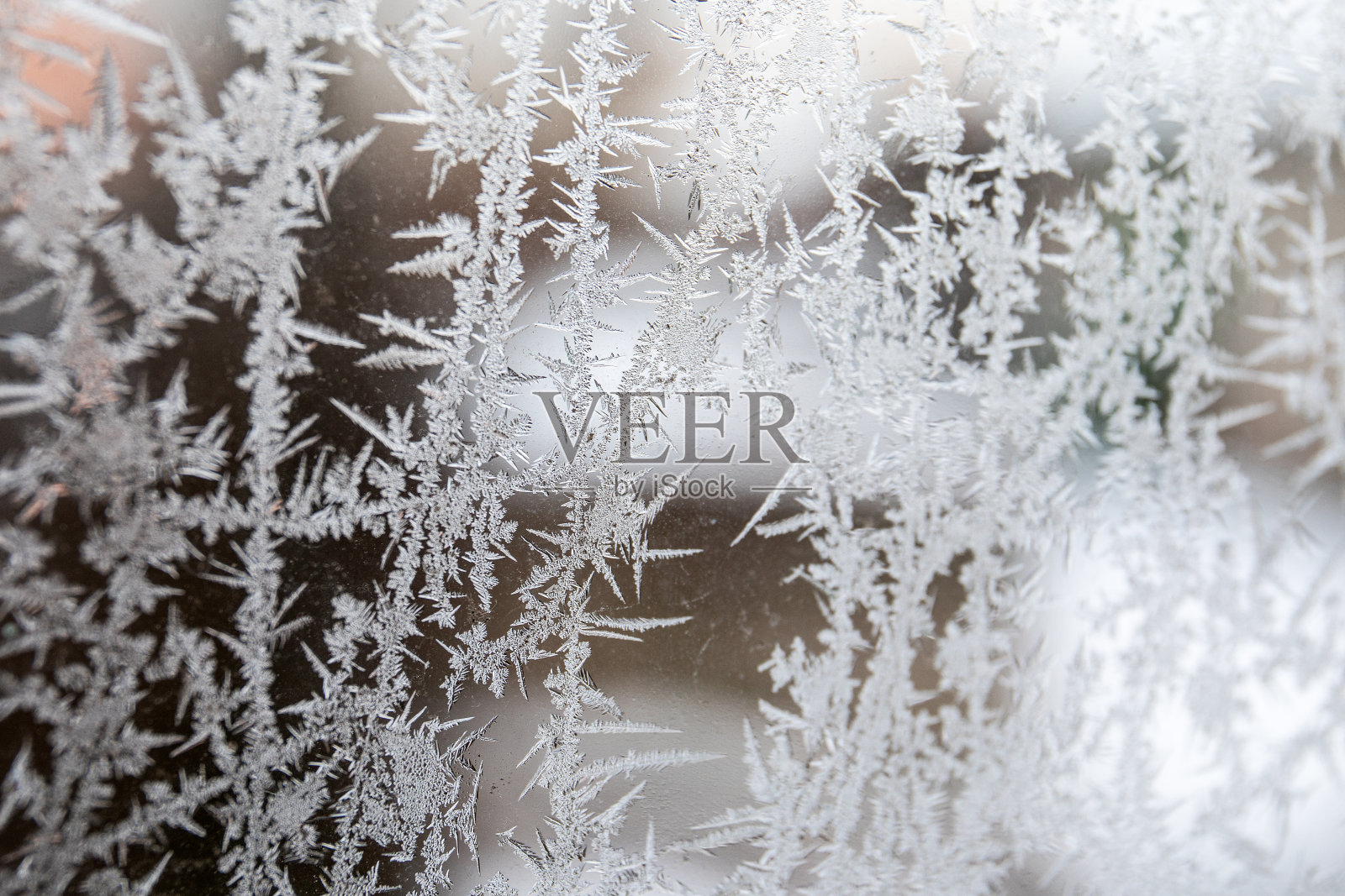 窗户上的冰花。质感、低温、节能照片摄影图片