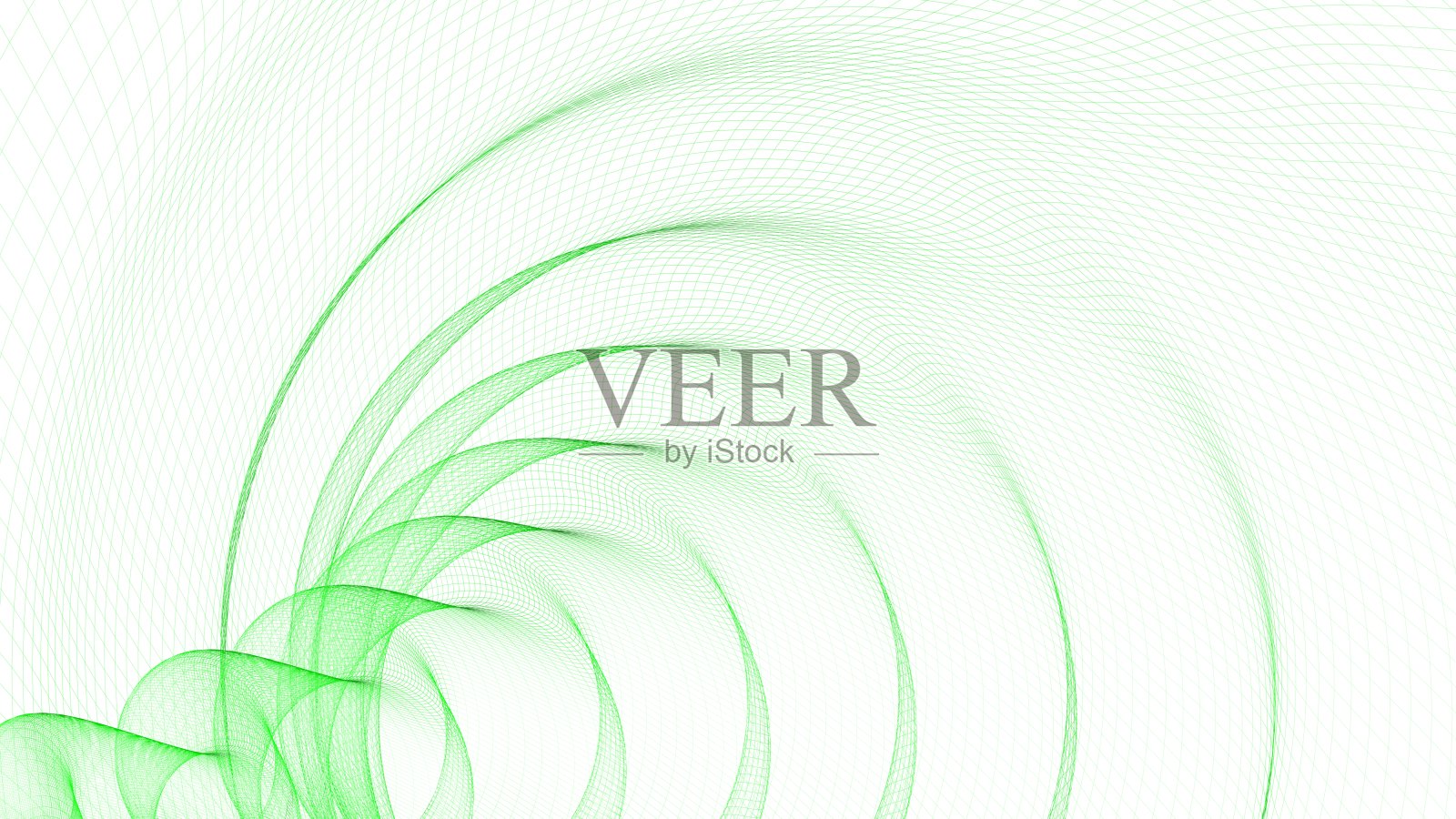 抽象背景与spral线框绿色轨迹在白色- 3D渲染插图照片摄影图片