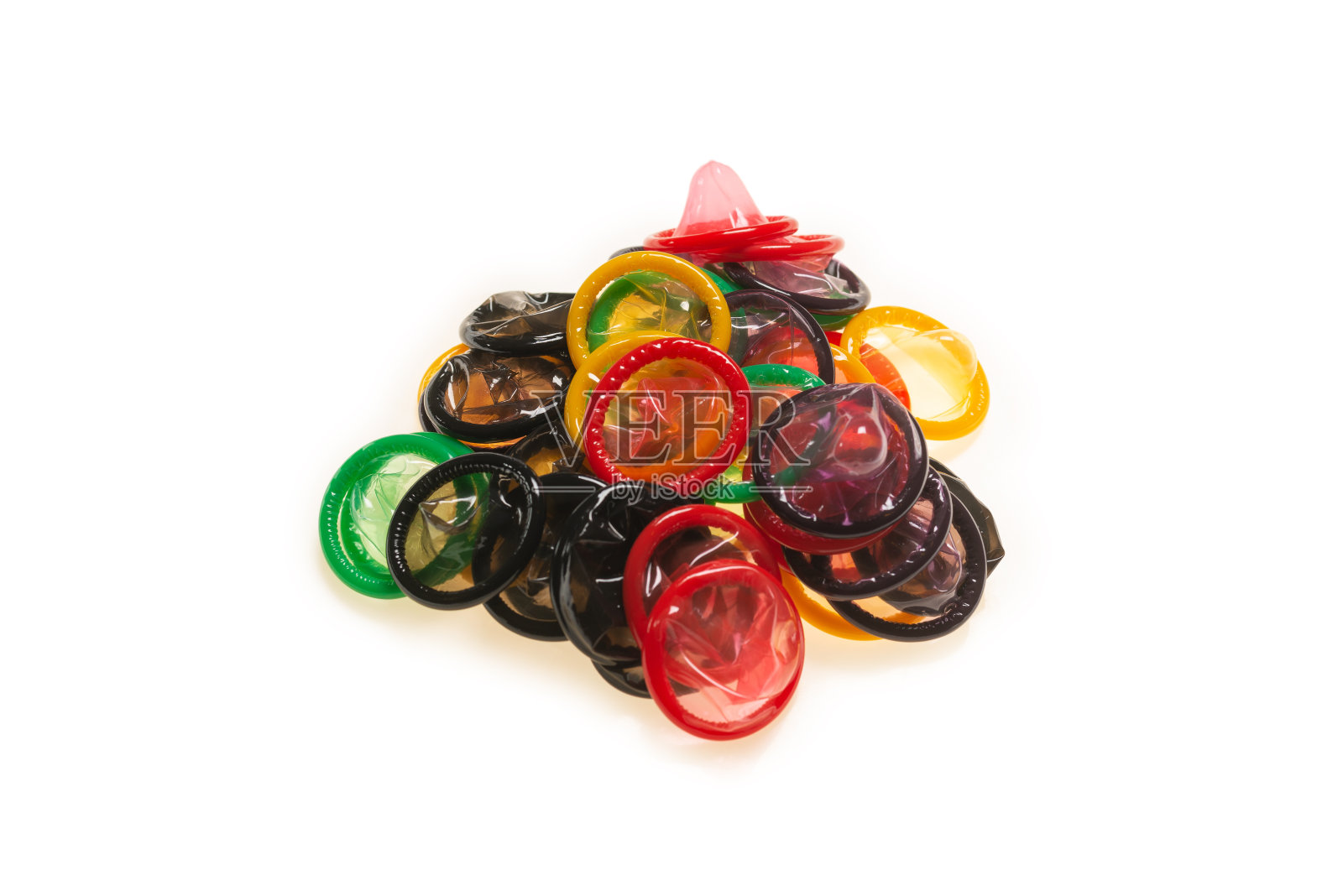 彩色避孕套背景。照片摄影图片