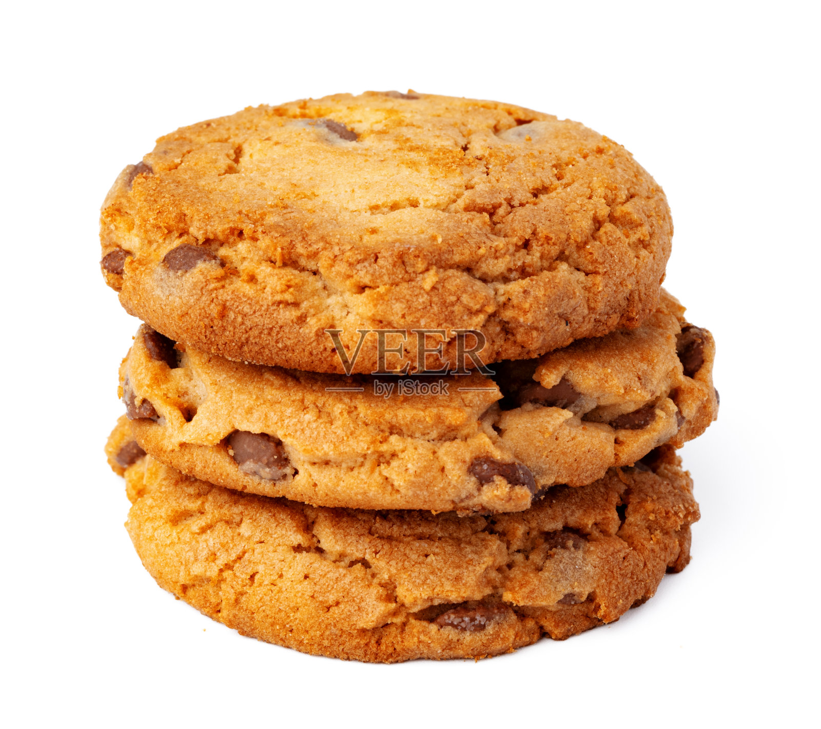 堆叠的巧克力曲奇孤立在白色背景照片摄影图片