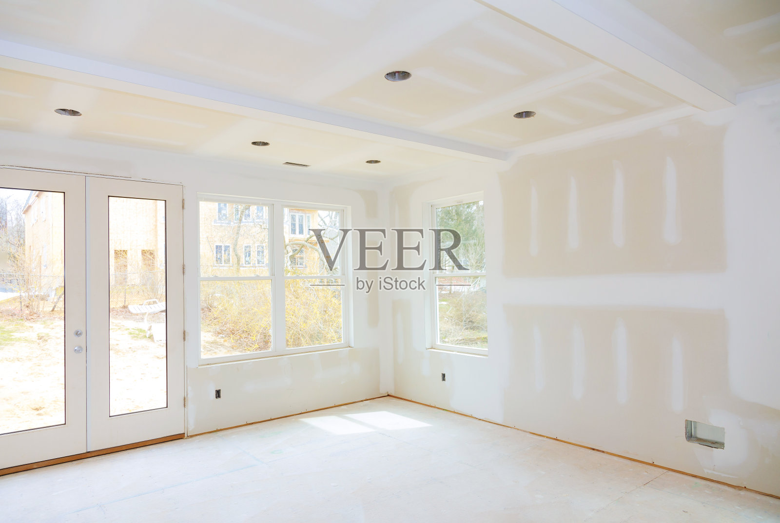 建筑行业新建住宅建筑室内干墙装修细节照片摄影图片