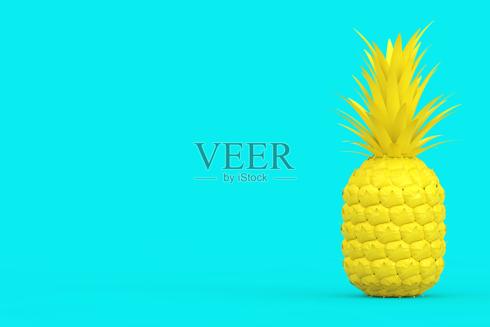 黄色新鲜成熟的热带健康营养菠萝水果。3d渲染照片摄影图片