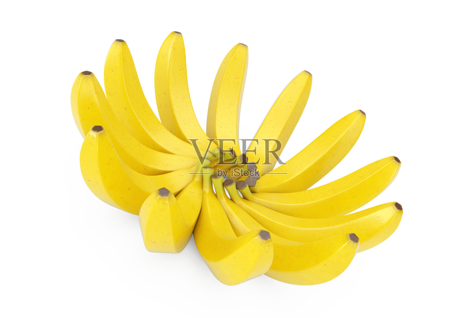 一堆成熟的黄色香蕉。3d渲染照片摄影图片