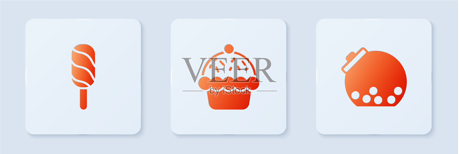 在纸杯蛋糕冰淇淋和玻璃罐子里放上糖果图标素材