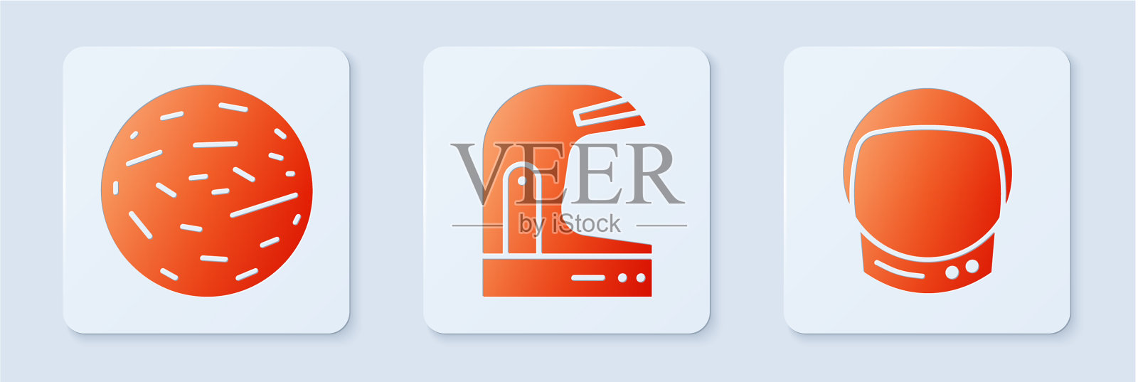 设置宇航员头盔金星和宇航员图标素材