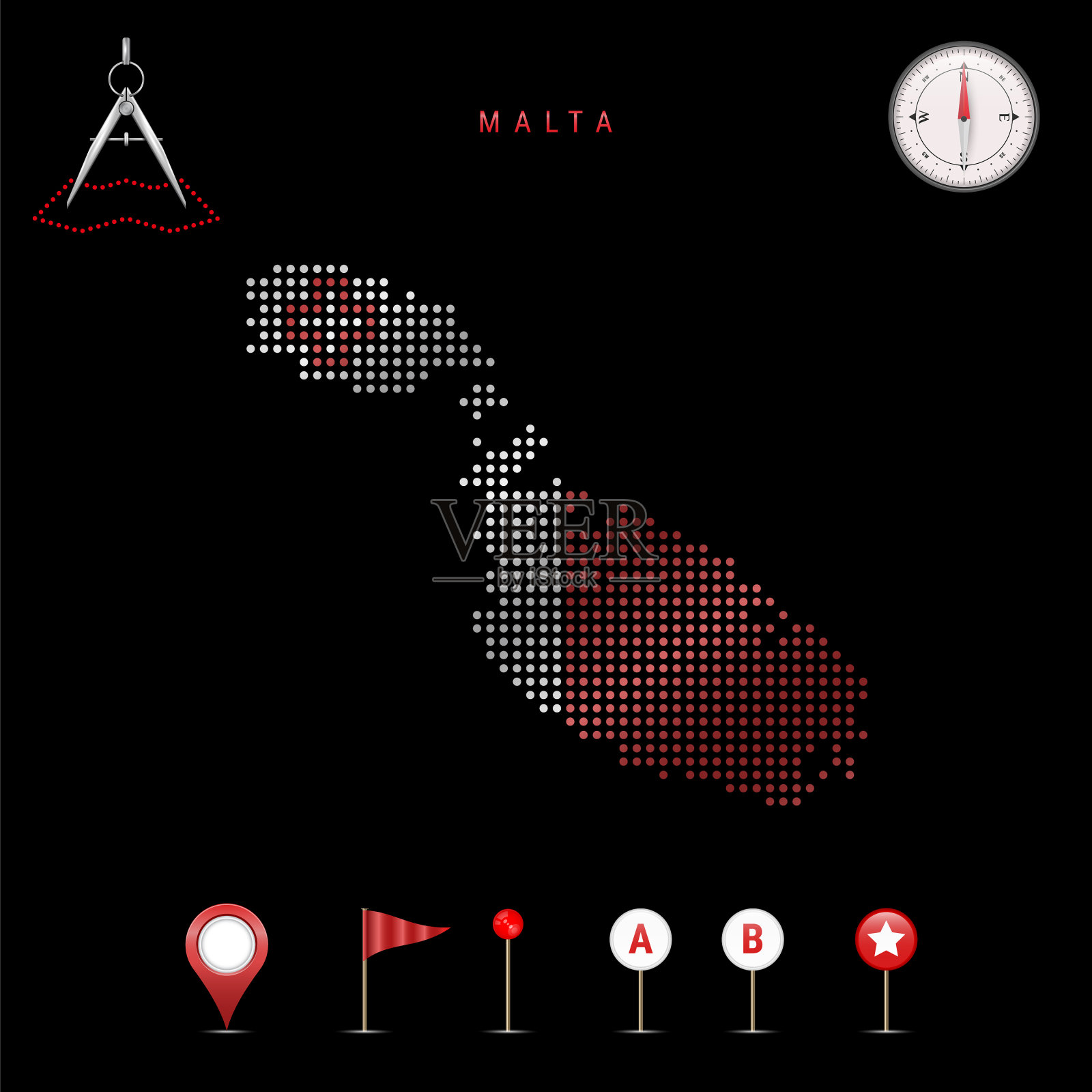 马耳他地图上画着国旗插画图片素材