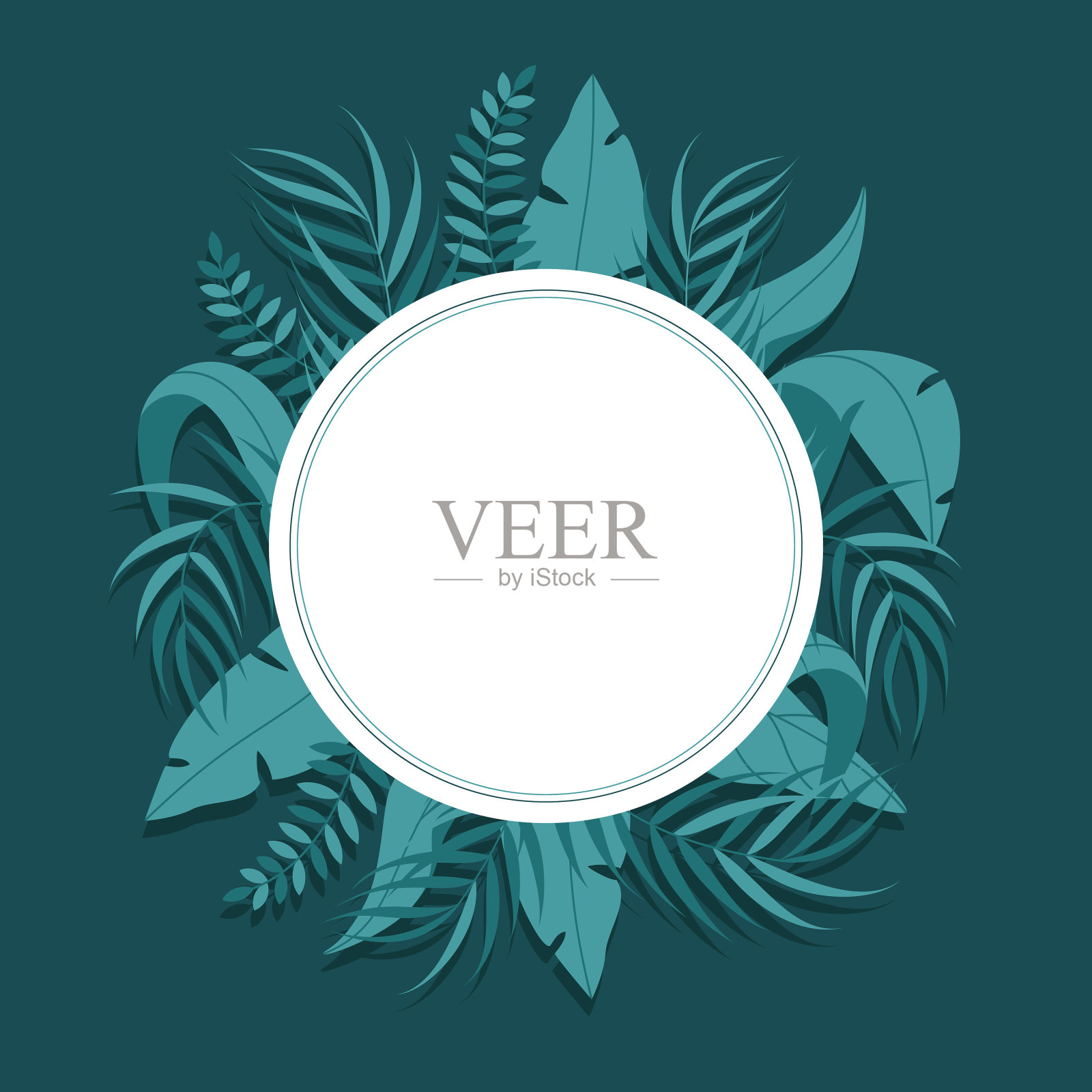 邀请用绿叶图案上的绿色插画图片素材