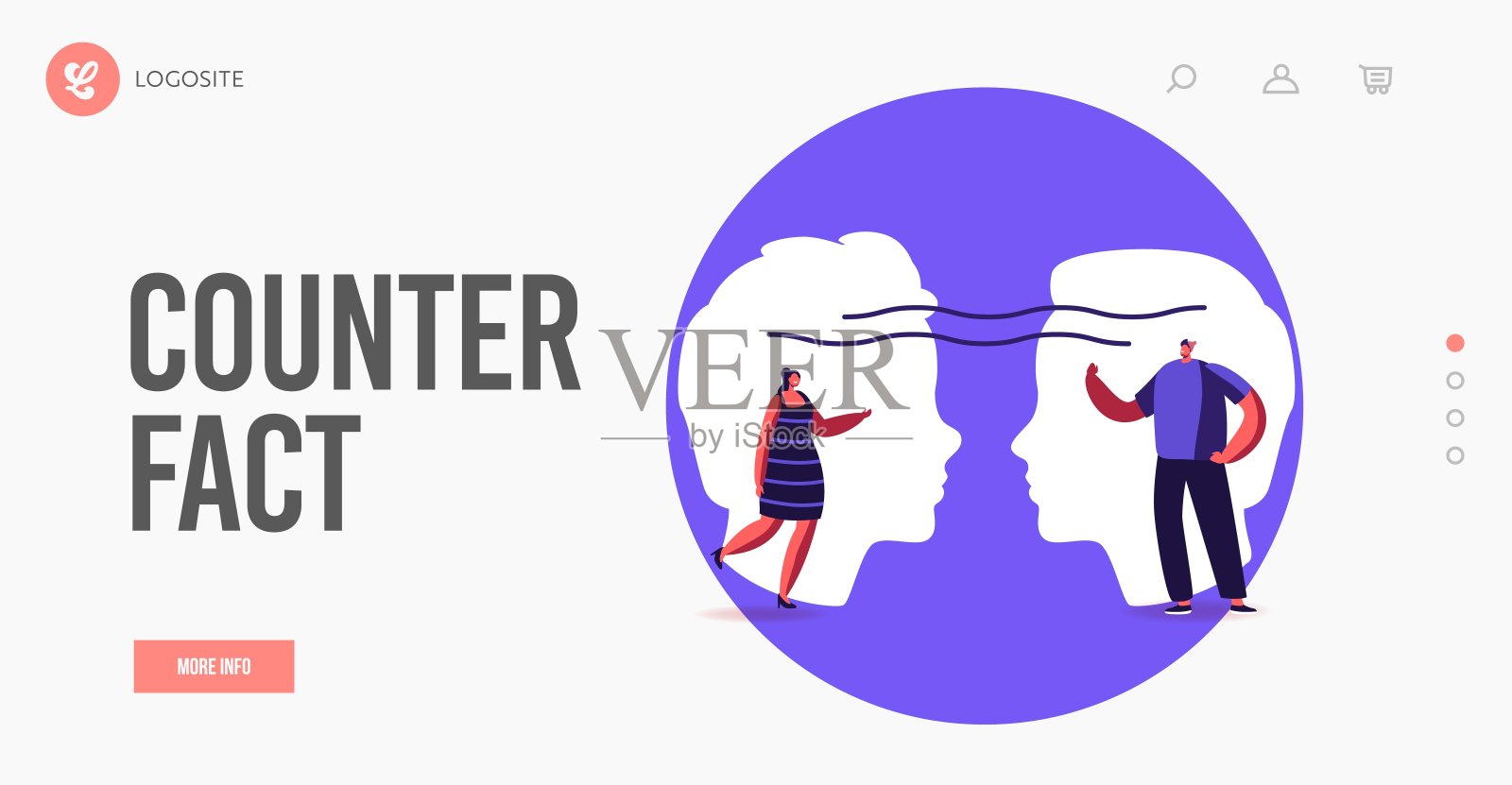 同理心，开放的思想，情商登陆页面模板。沟通能力，推理能力，说服能力插画图片素材