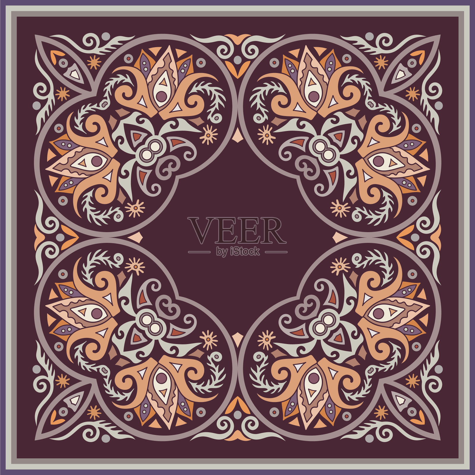 民族抽象花朵插画图片素材