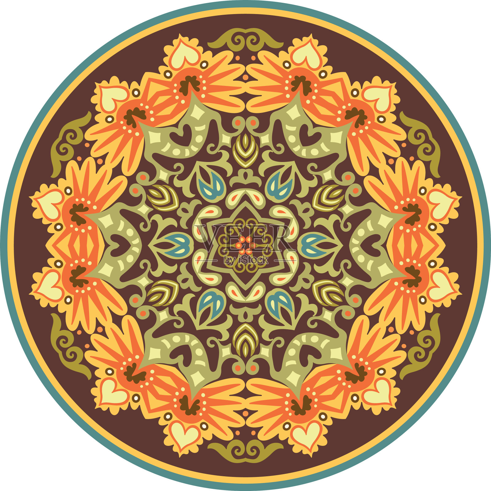 民族抽象花朵插画图片素材