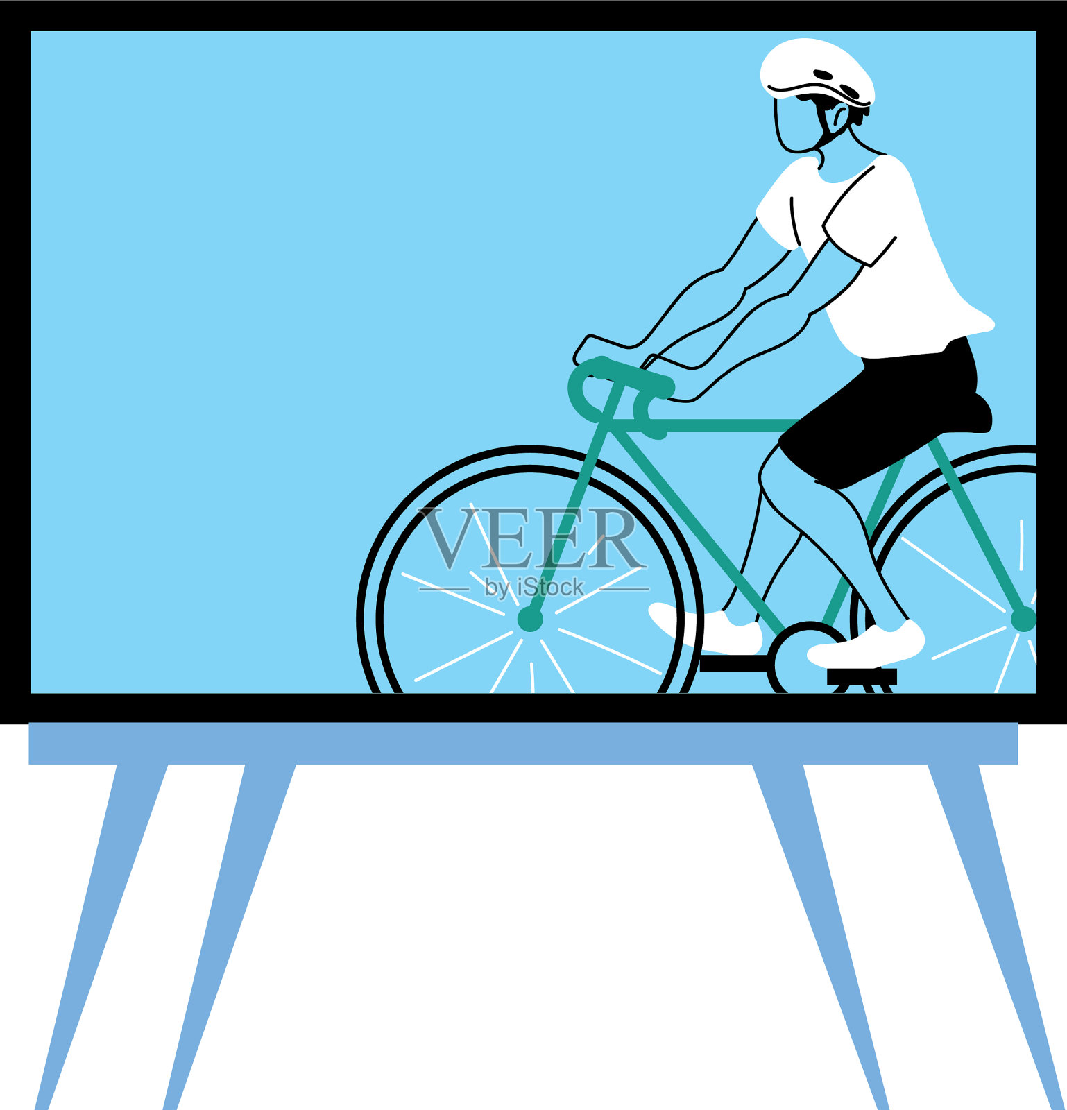 在电视上做运动的男人设计元素图片