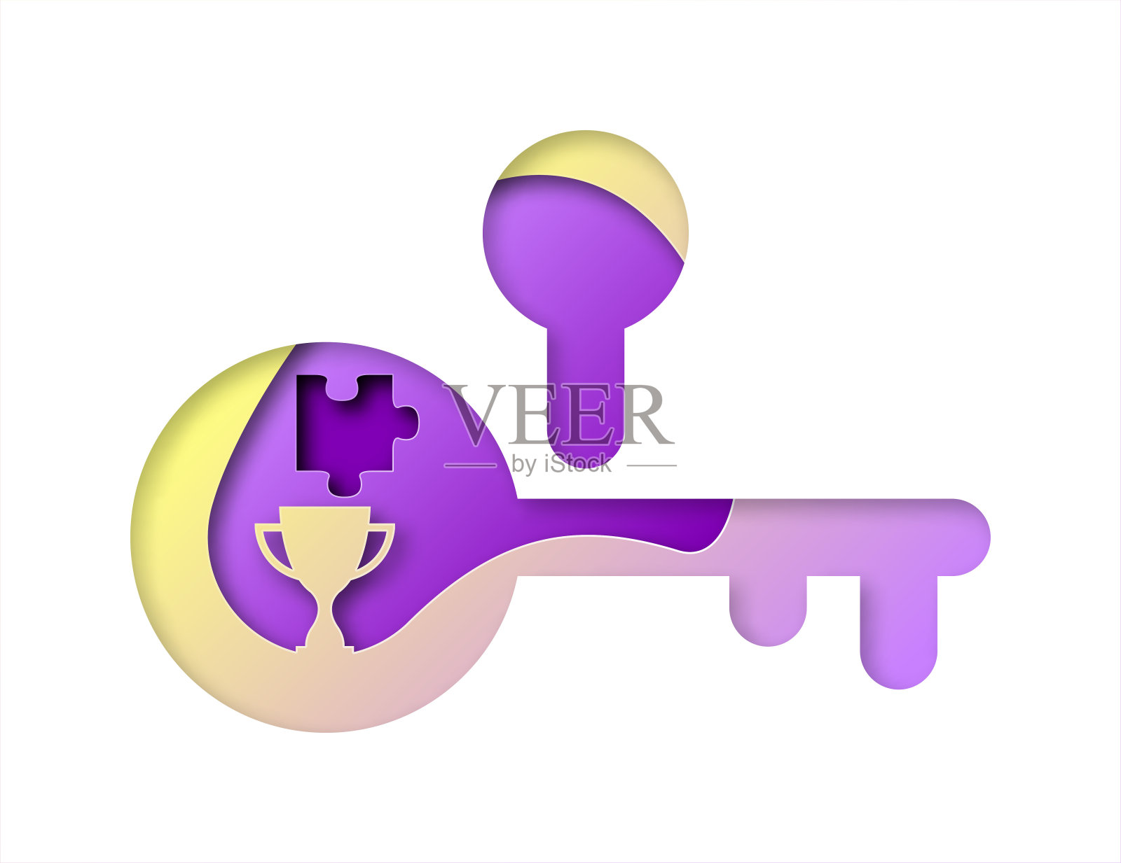 矢量键在纸艺术风格插画图片素材