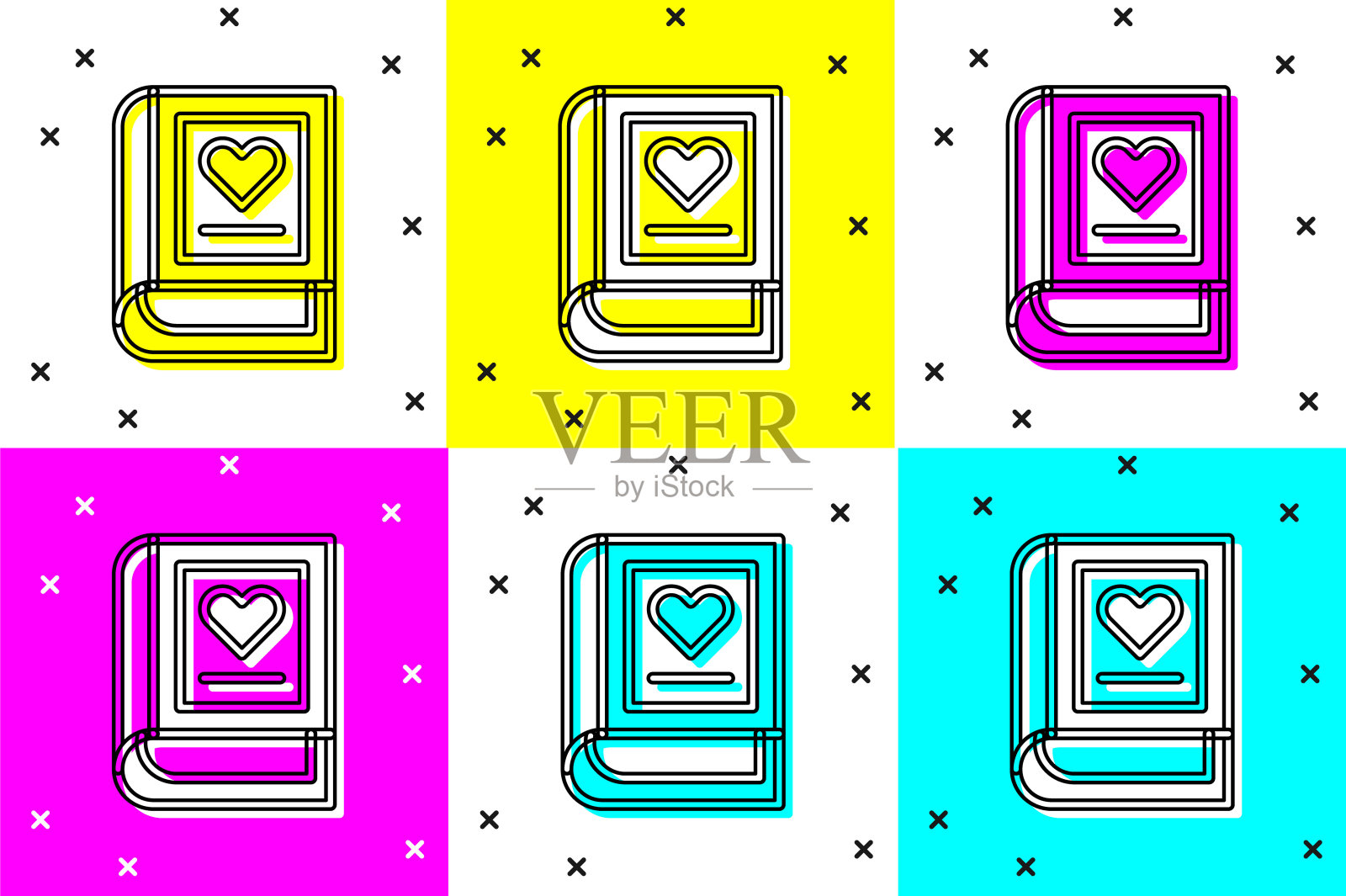 将医学书籍图标隔离在彩色背景上。向量插画图片素材