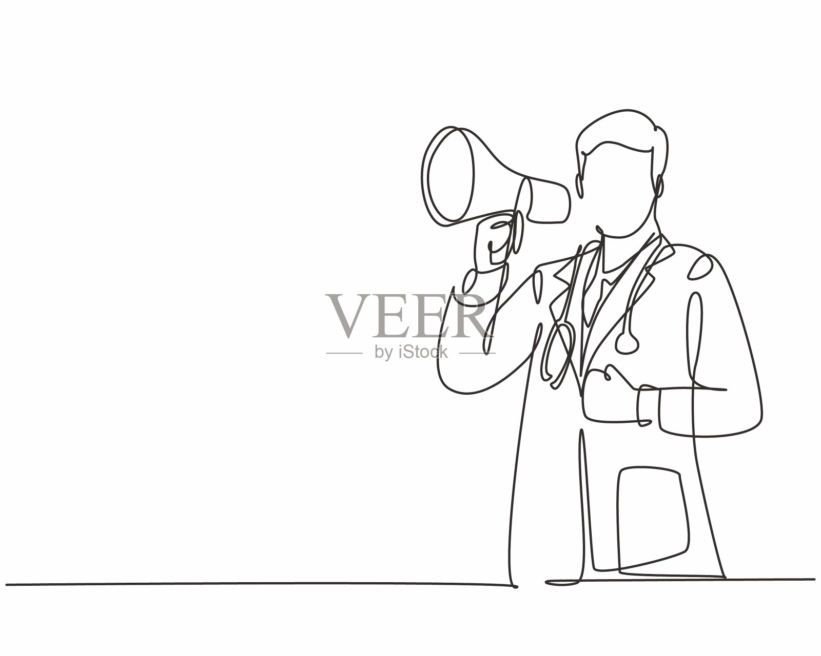 单线连续画年轻雄插画图片素材