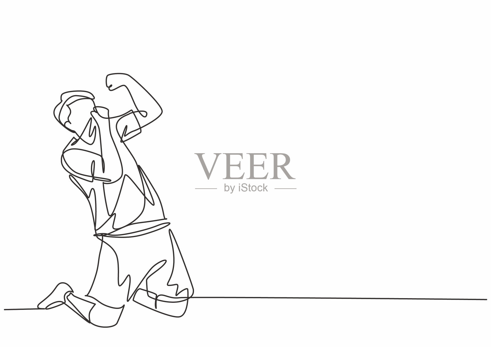 单线画运动青年插画图片素材