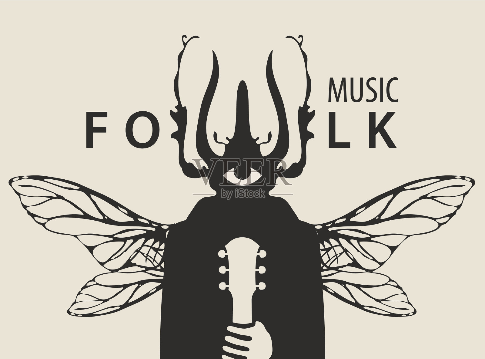 有甲壳虫男的民间音乐节海报插画图片素材