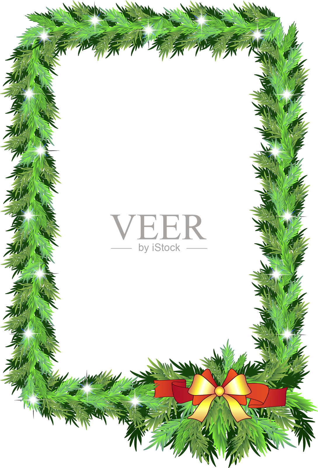 圣诞垂直相框从针叶设计元素图片