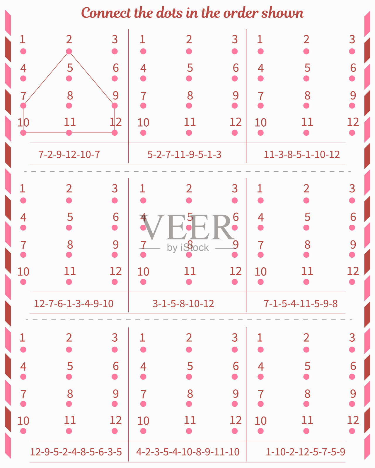 对儿童工作表。将点按图示顺序连接起来插画图片素材