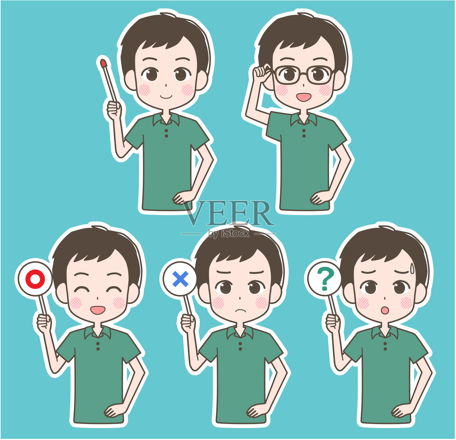 有指针的人等等插画图片素材