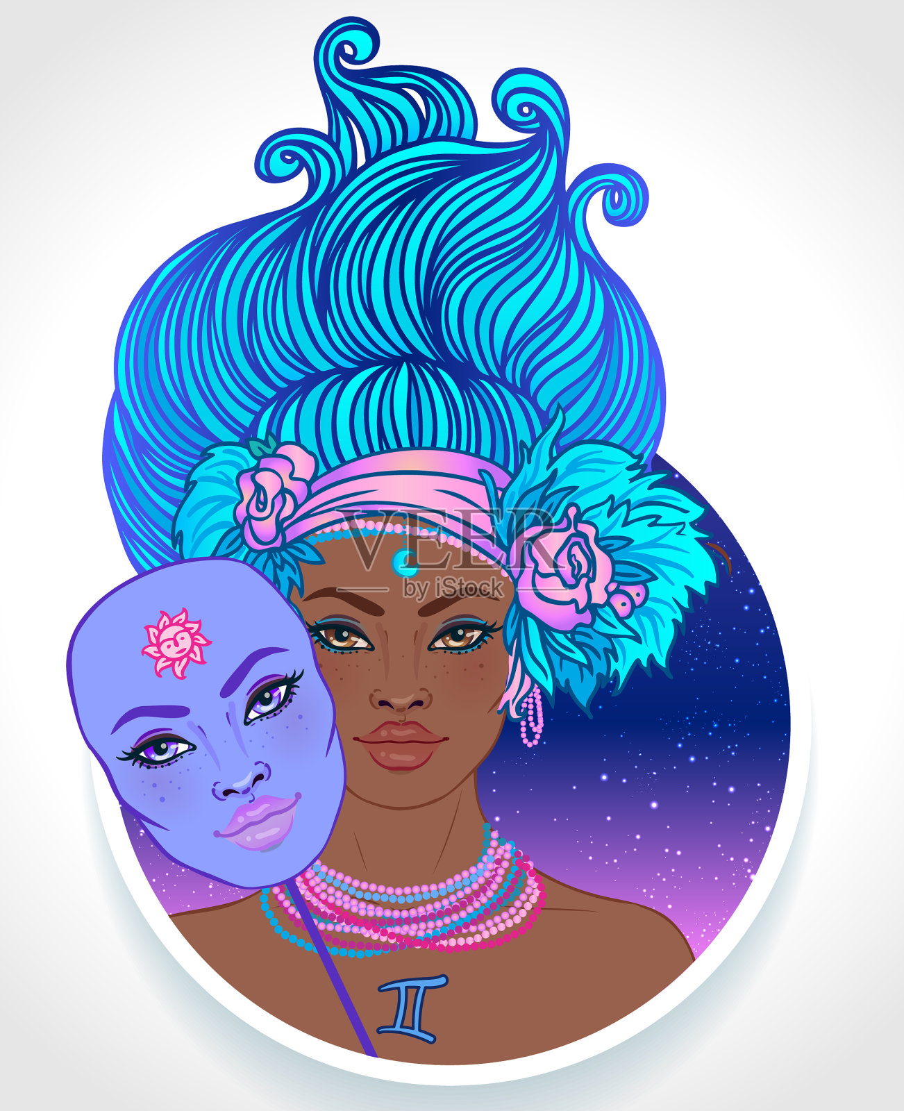 双子座占星星座作为一个插画图片素材