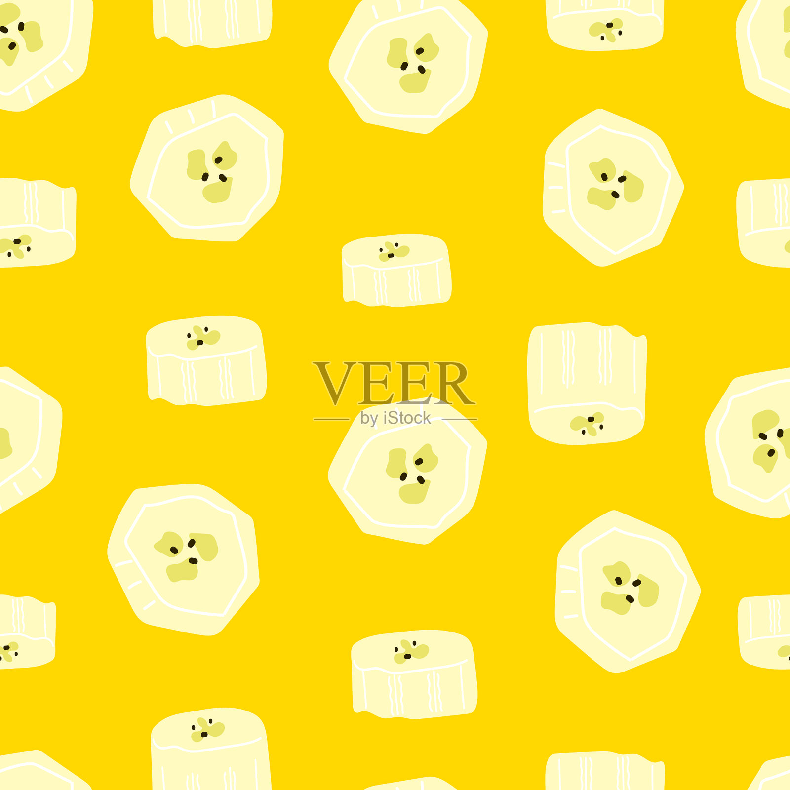 积极的水果夏季打印与香蕉片插画图片素材