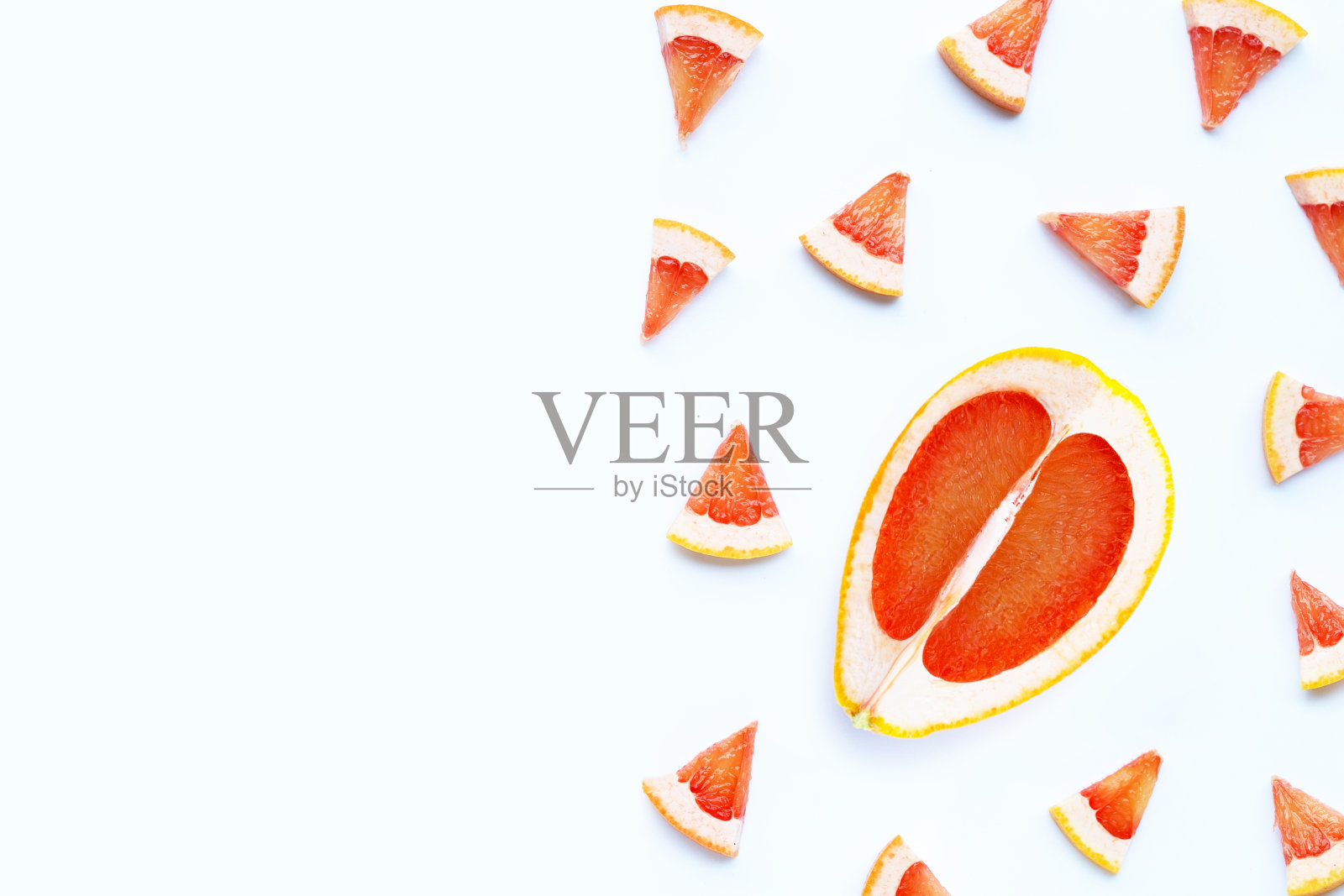 高维生素c的葡萄柚片。照片摄影图片