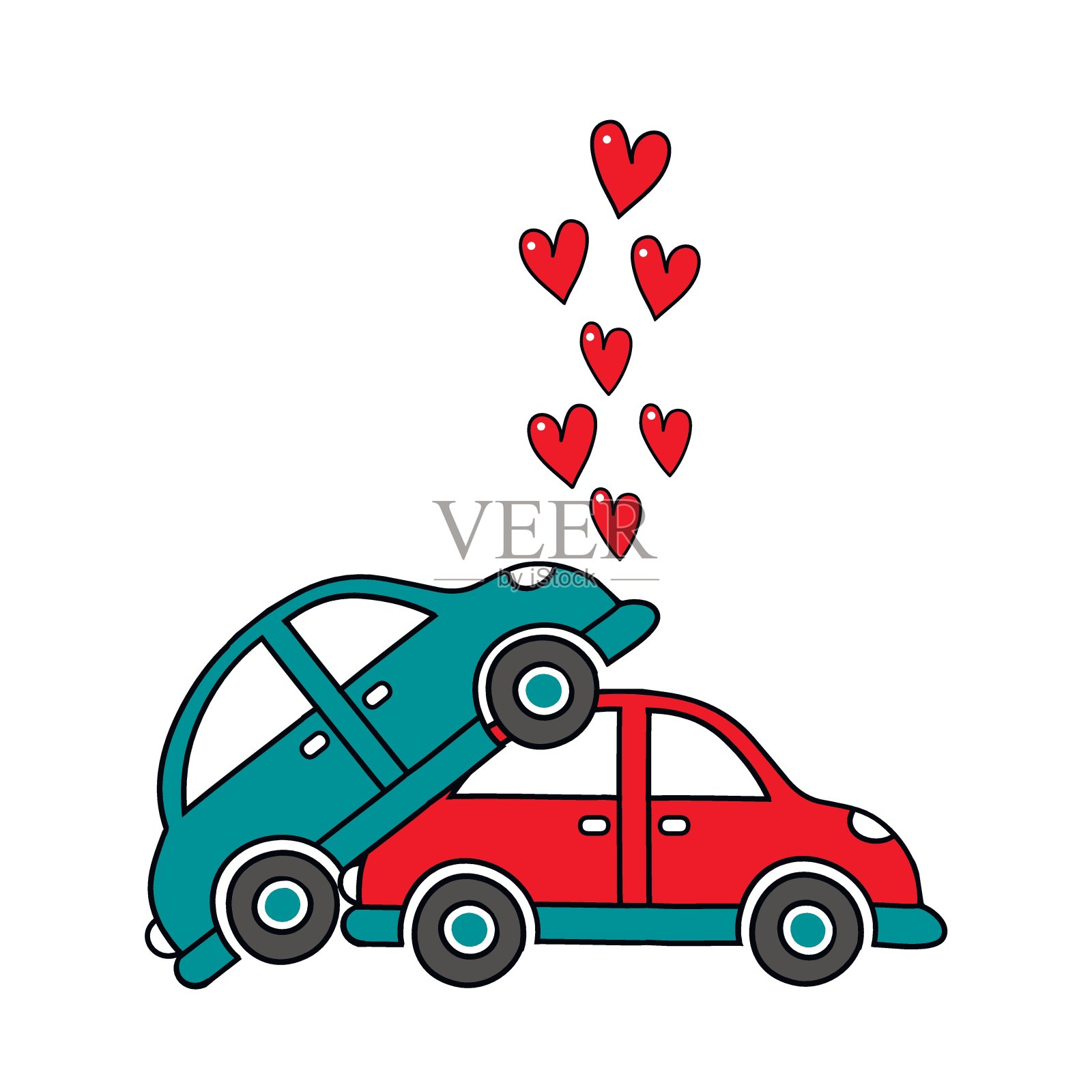 一场车祸。矢量平面卡通插图。插画图片素材