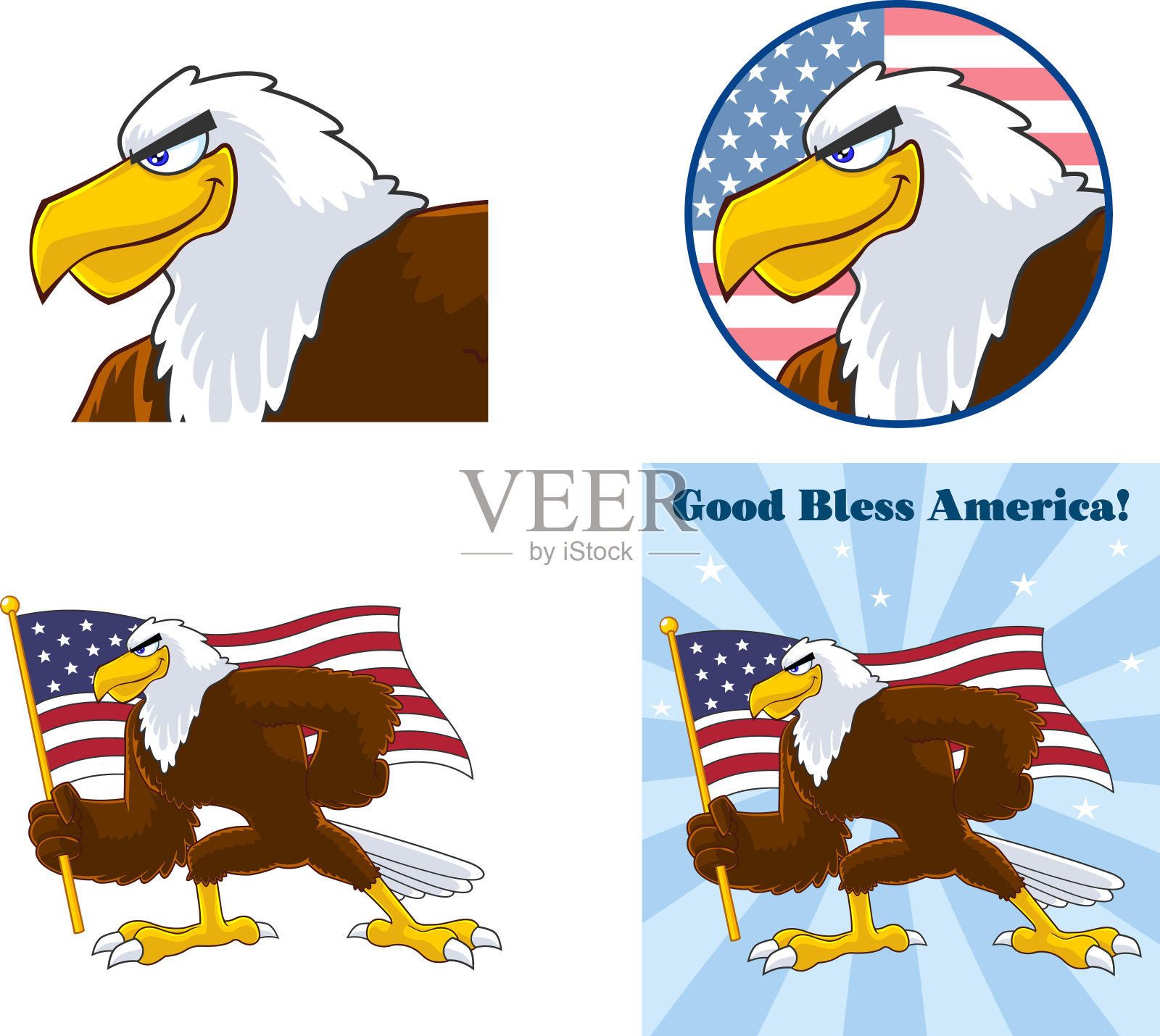 鹰鸟卡通人物。向量集合集合设计元素图片