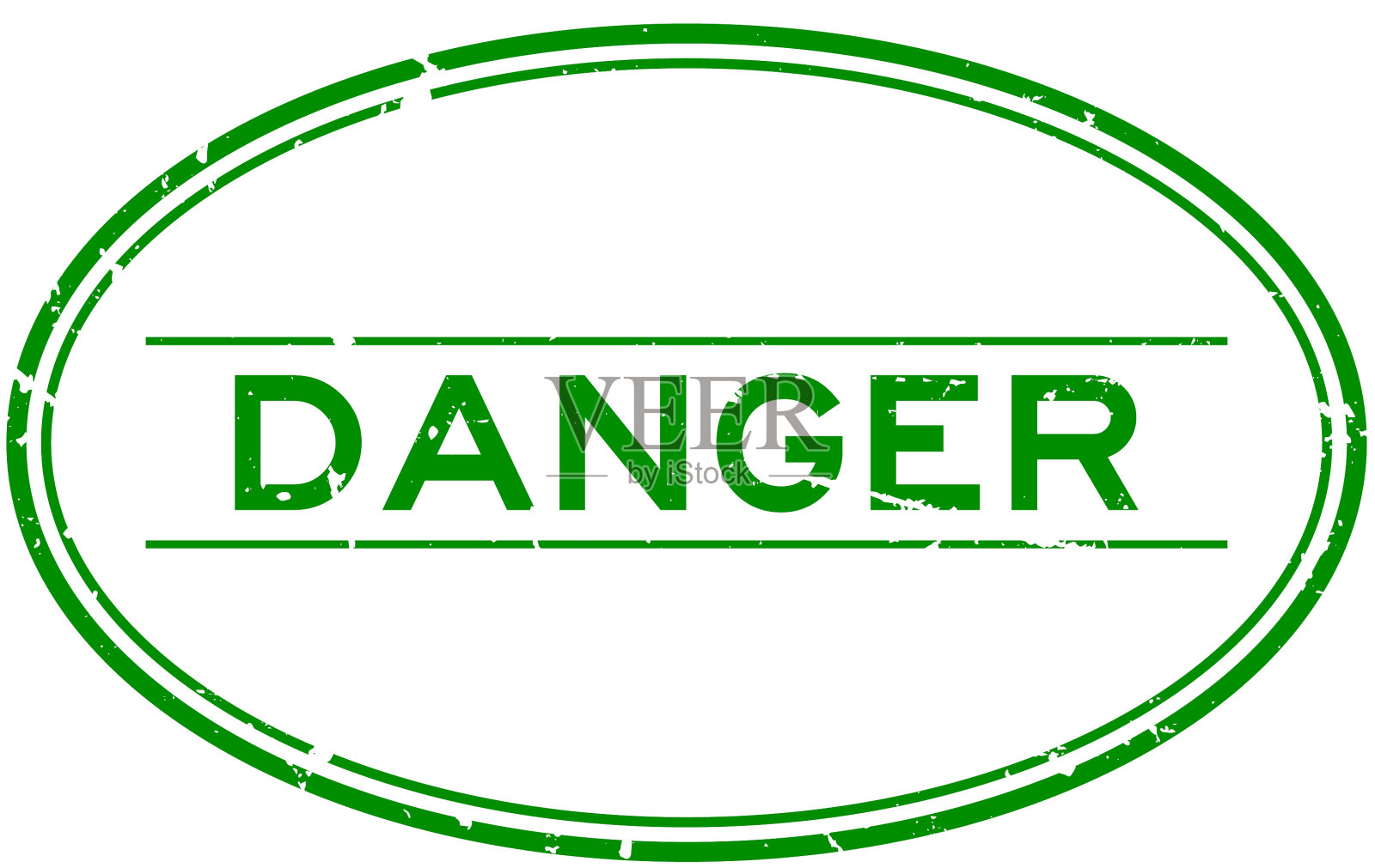 垃圾绿色危险字椭圆形橡胶密封印章插画图片素材