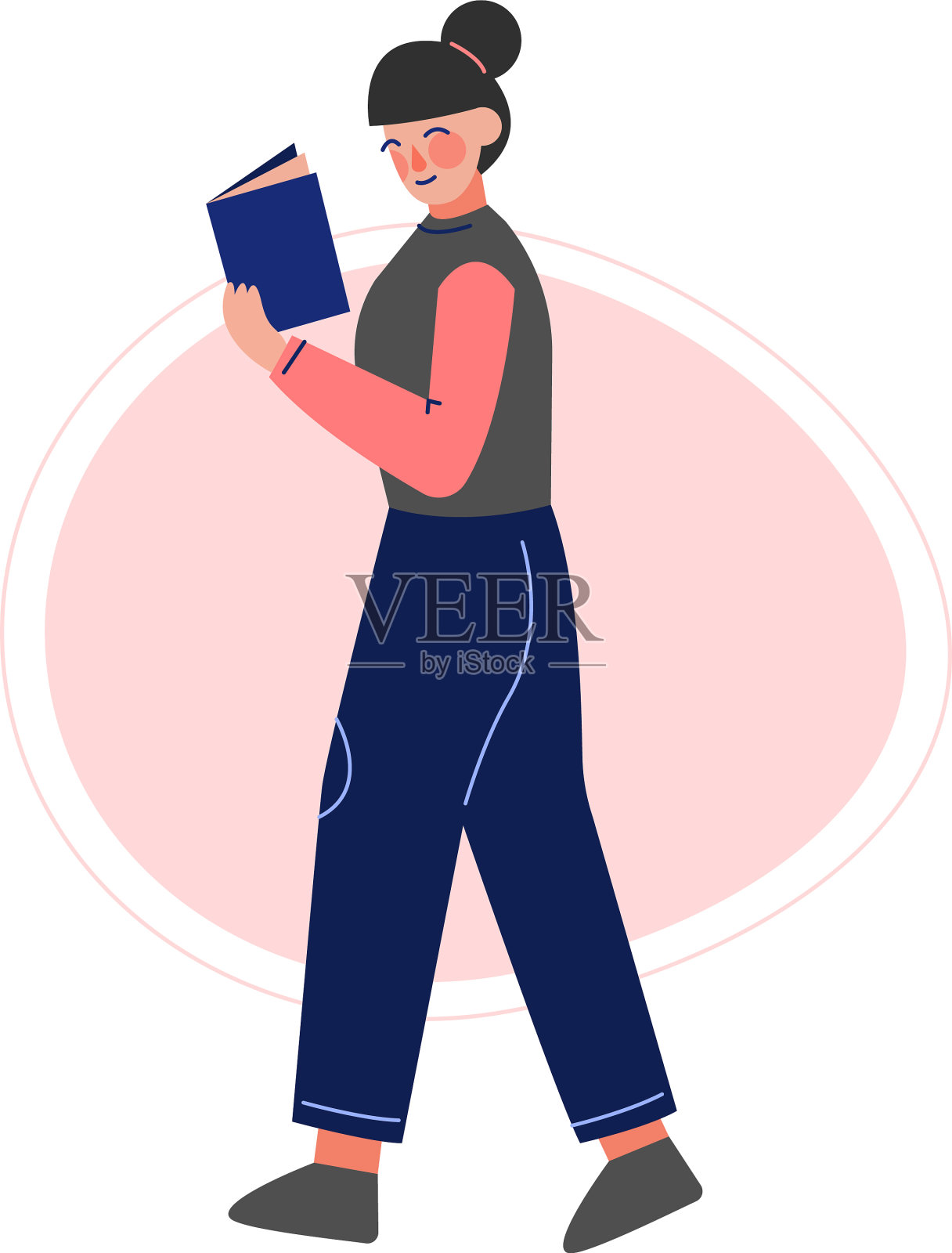 走着走着读着一本书的女孩还是女大学生设计元素图片