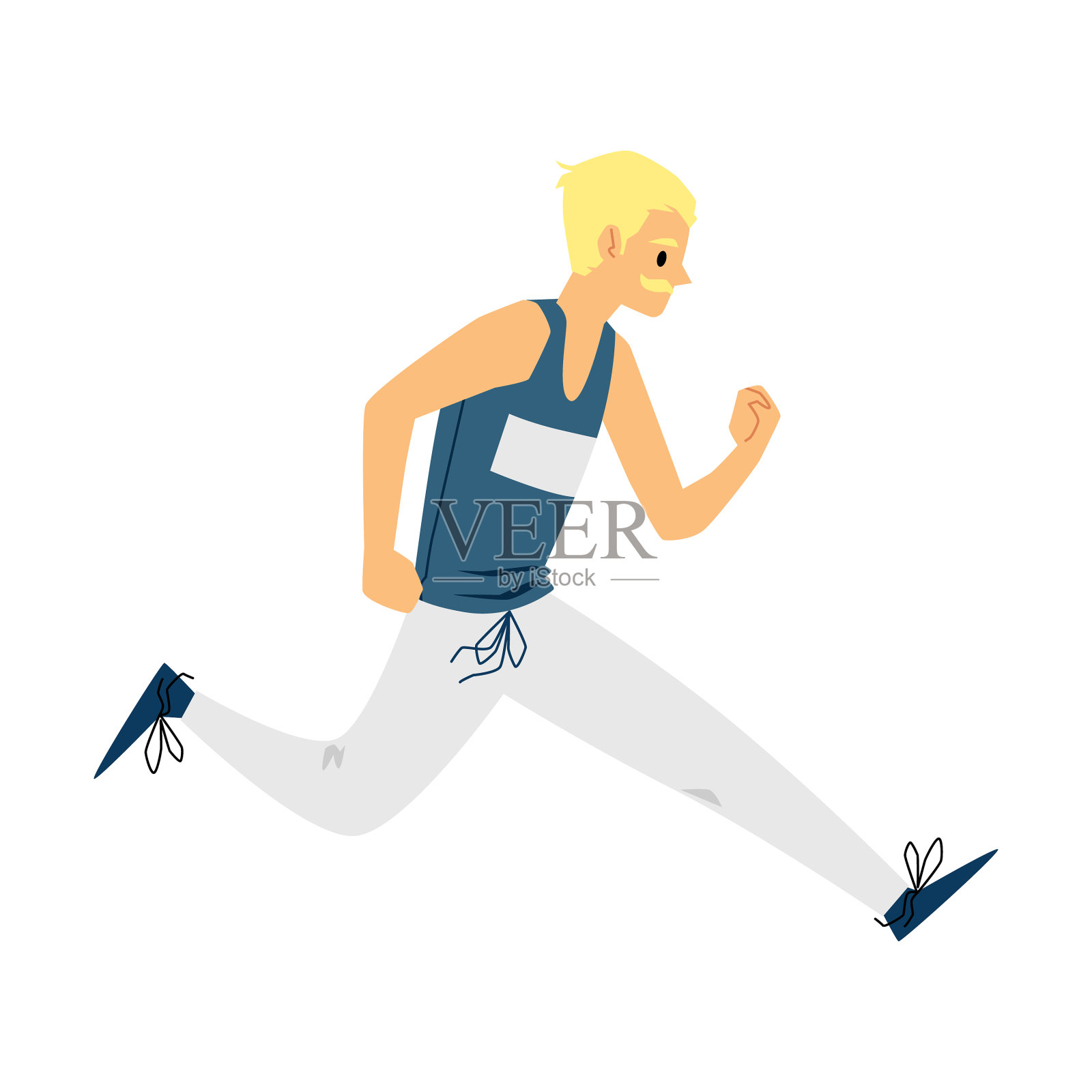 跑步男子会员竞赛马拉松平设计元素图片