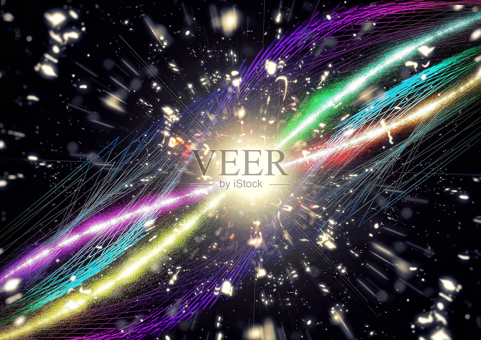 三维几何射线图解与科学技术的概念照片摄影图片