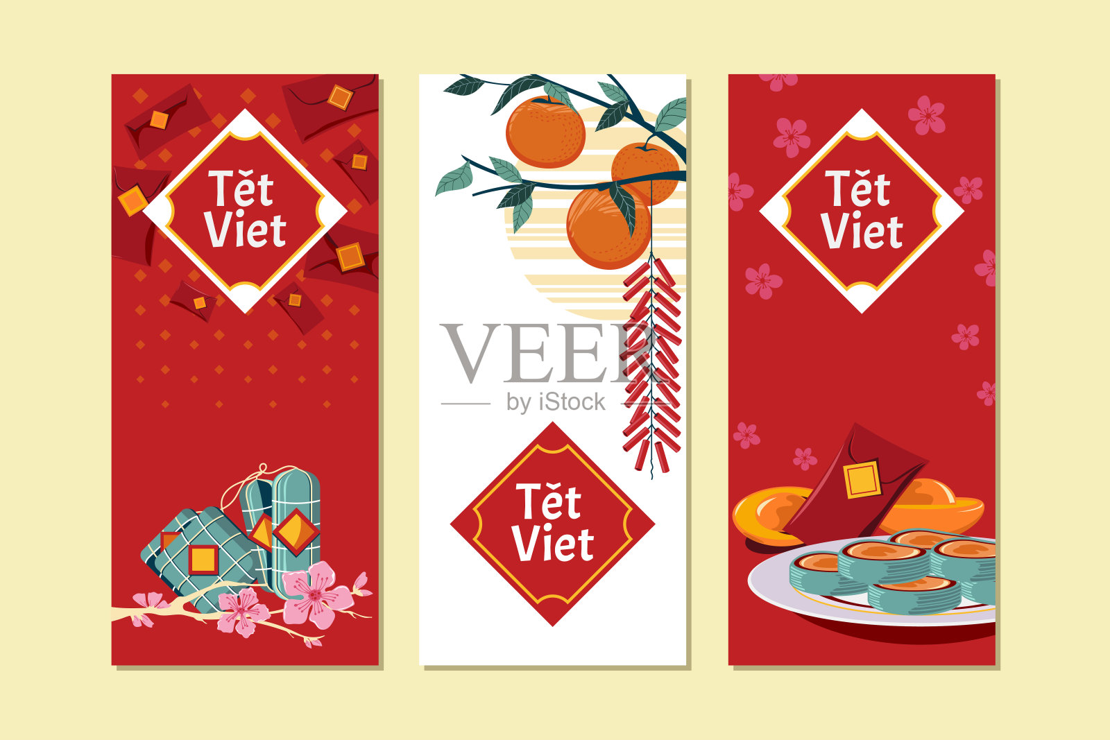 越南新年的概念。Tet是农历新年的意思设计模板素材