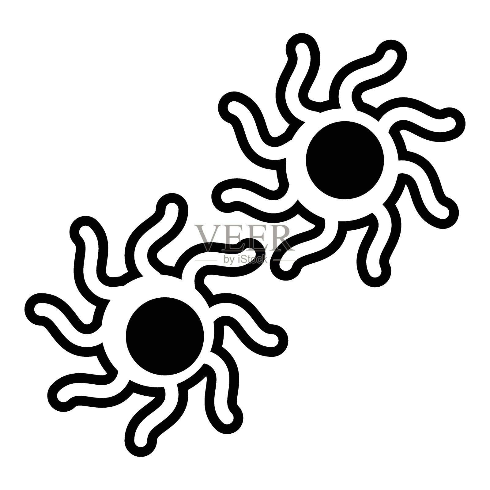 细菌平面图标孤立在白色背景插画图片素材