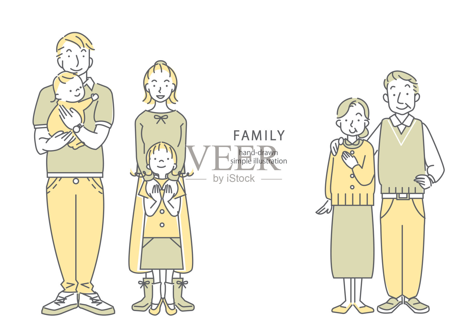 手绘简单的家庭插图插画图片素材