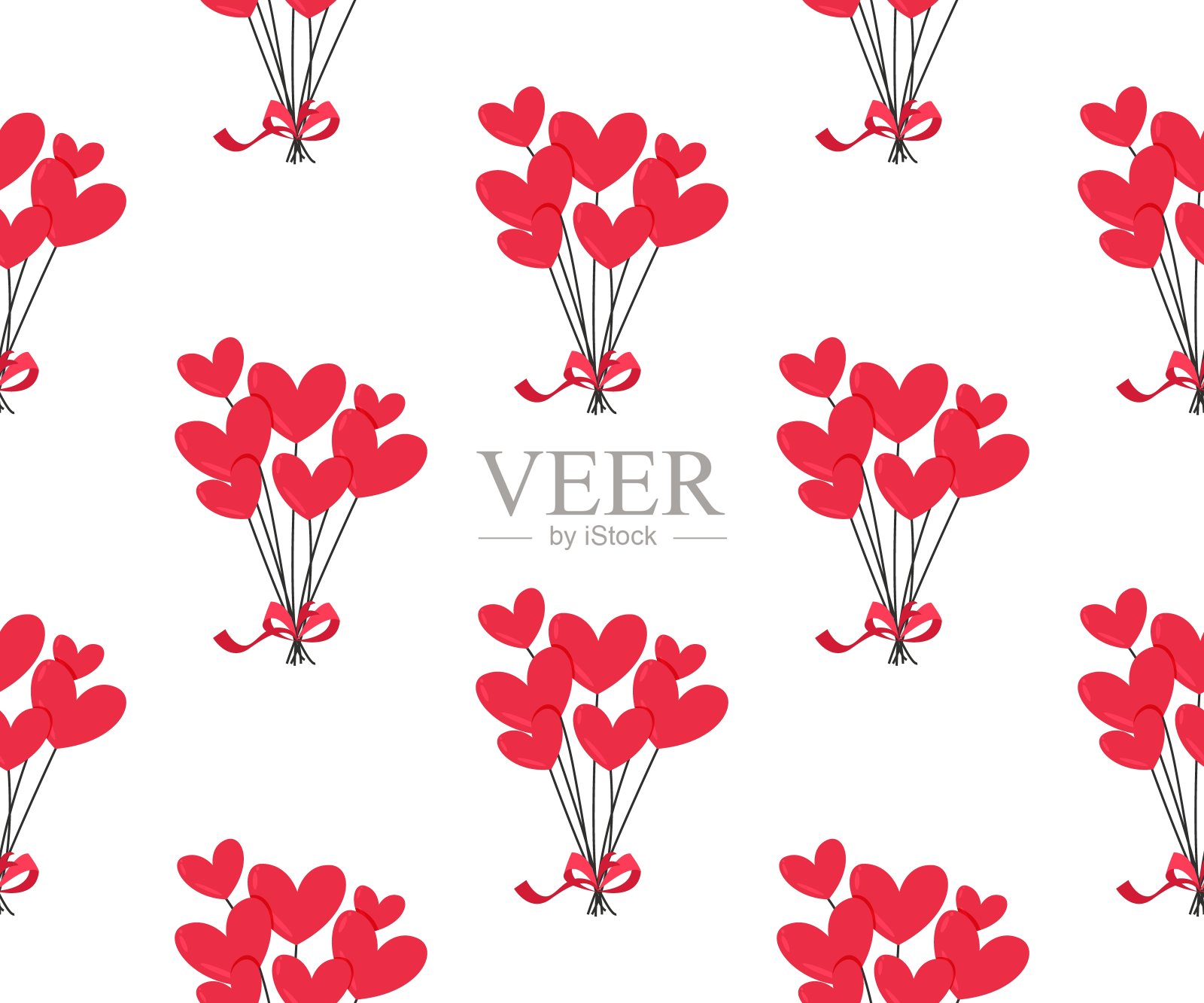 红心气球无缝模式。插画图片素材