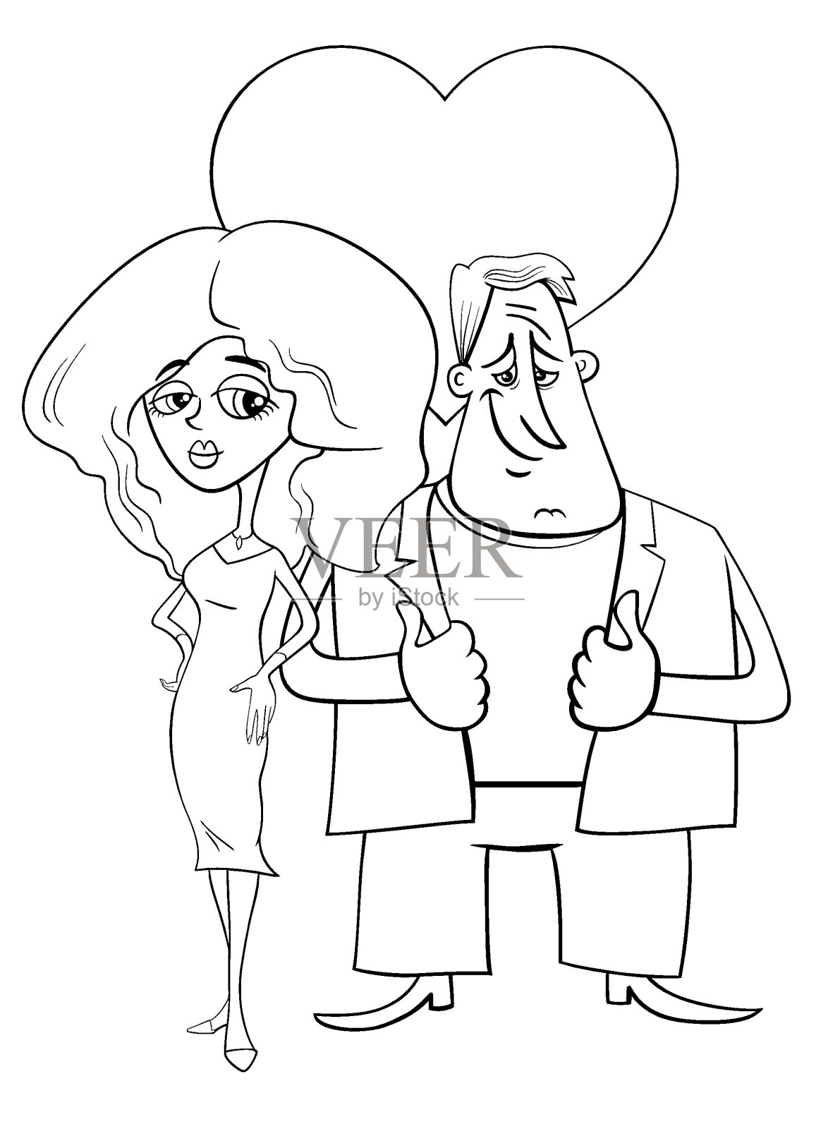 情人节卡片上有恋爱中的男女角色插画图片素材