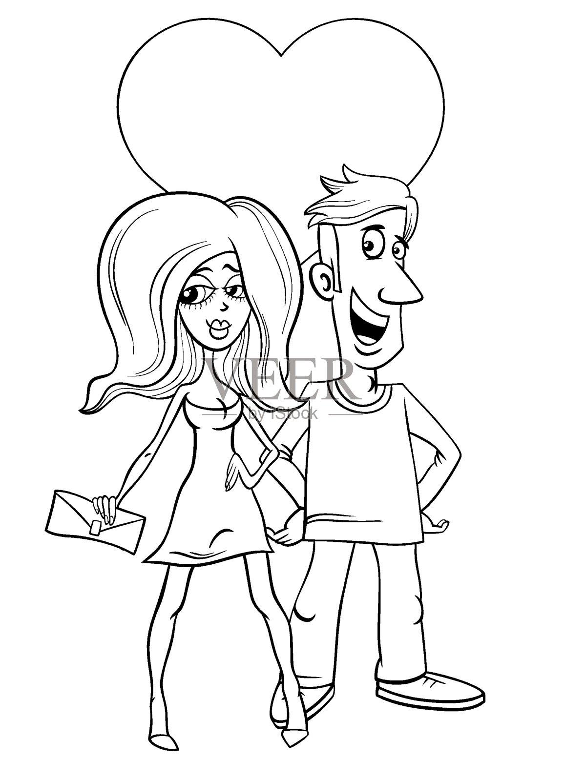 情人节卡片上的人物是男女相爱插画图片素材