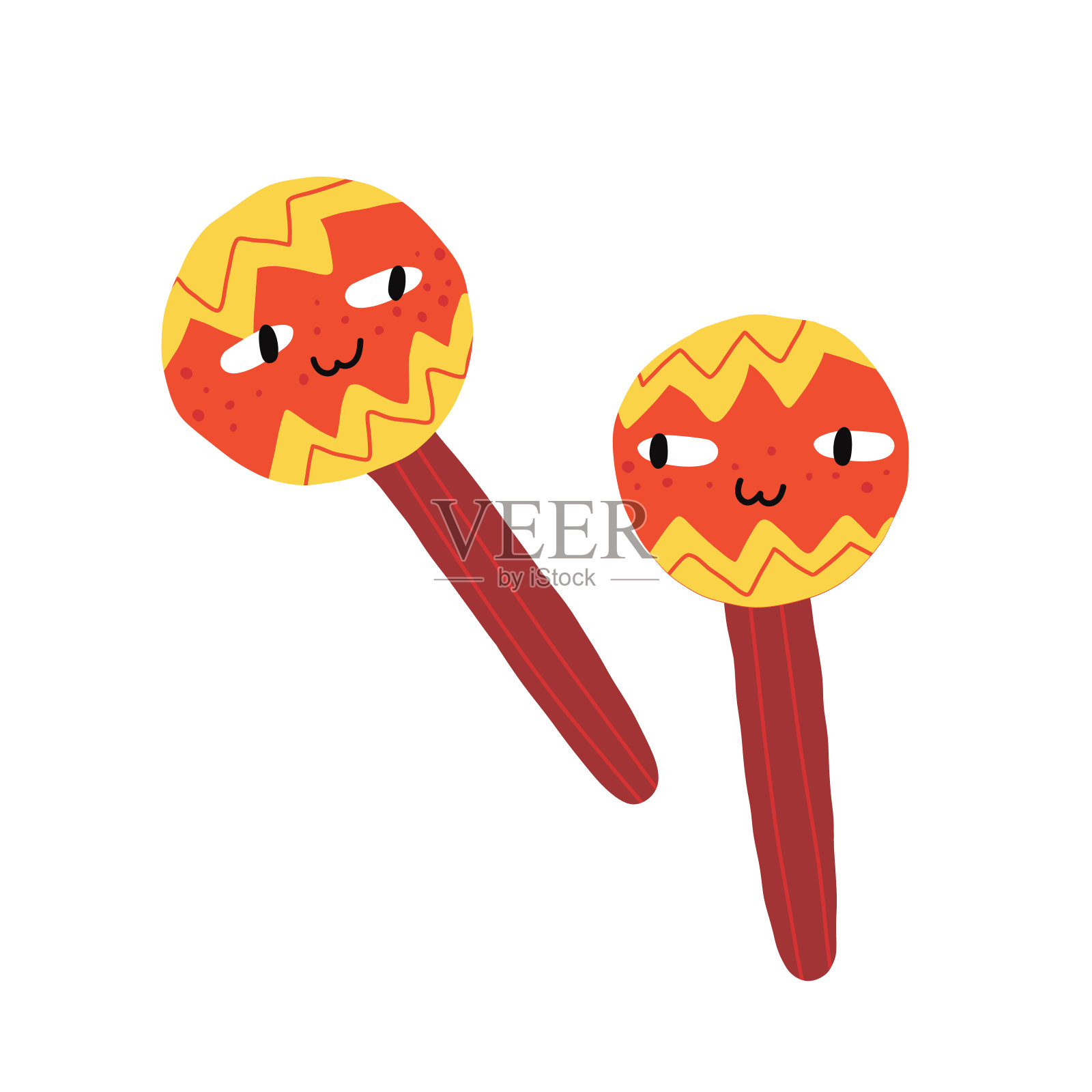 可爱而有趣的墨西哥沙球角色互相看着微笑。手绘风格的矢量孤立插图。设计元素图片